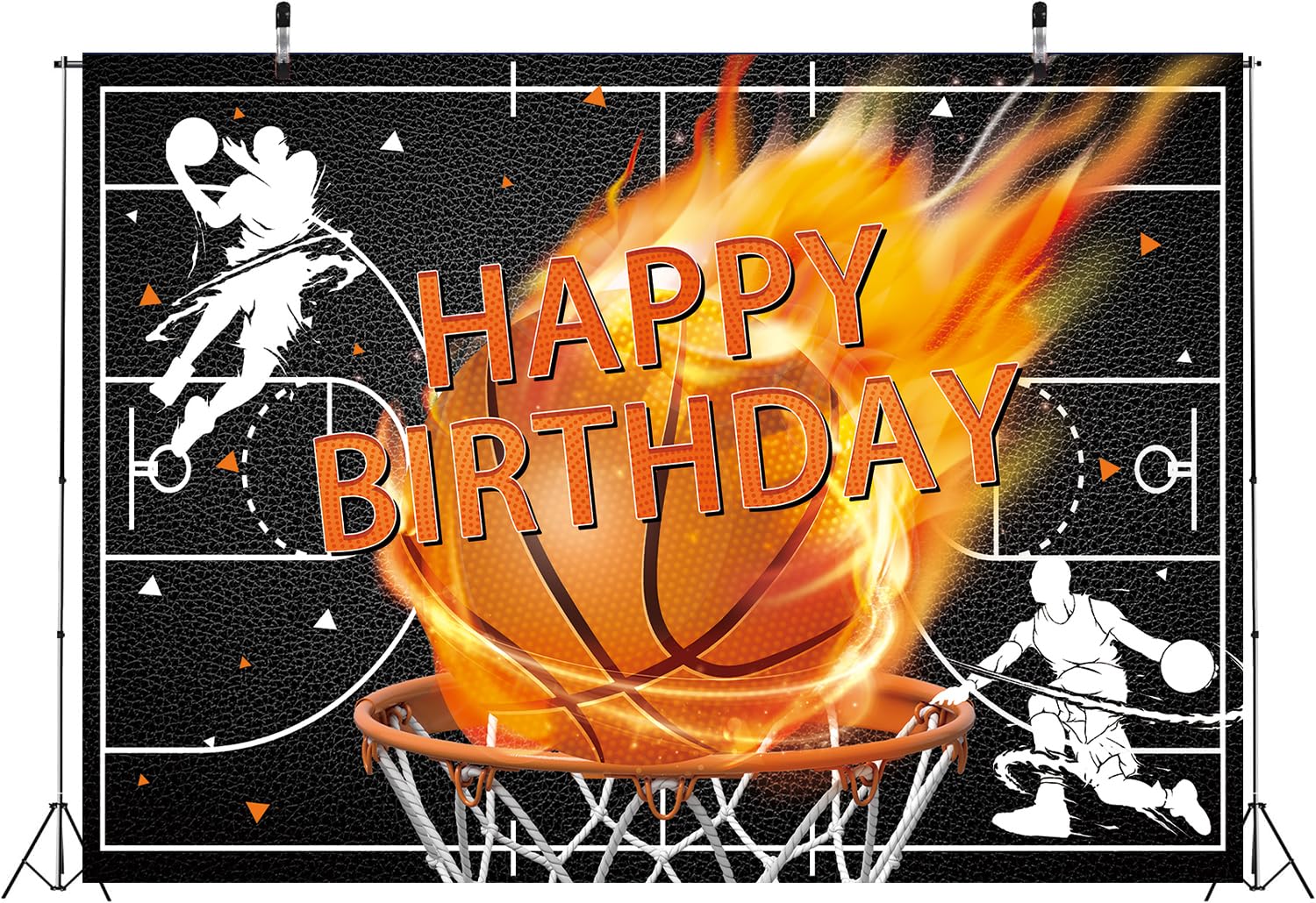 Toile de fond pour anniversaire de basket-ball sur le thème du sport pour adolescents et garçons - Décorations de fête d'anniversaire - Fournitures de gâteau - 180 x 120 cm