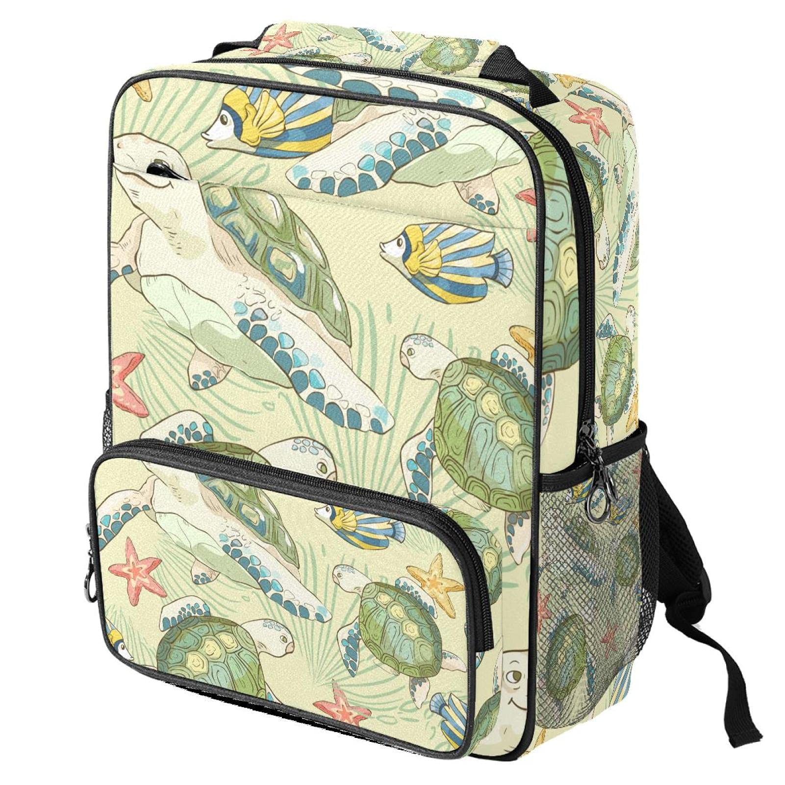 Sac à dos imprimé tortue original avec grand compartiment pour ordinateur - 8