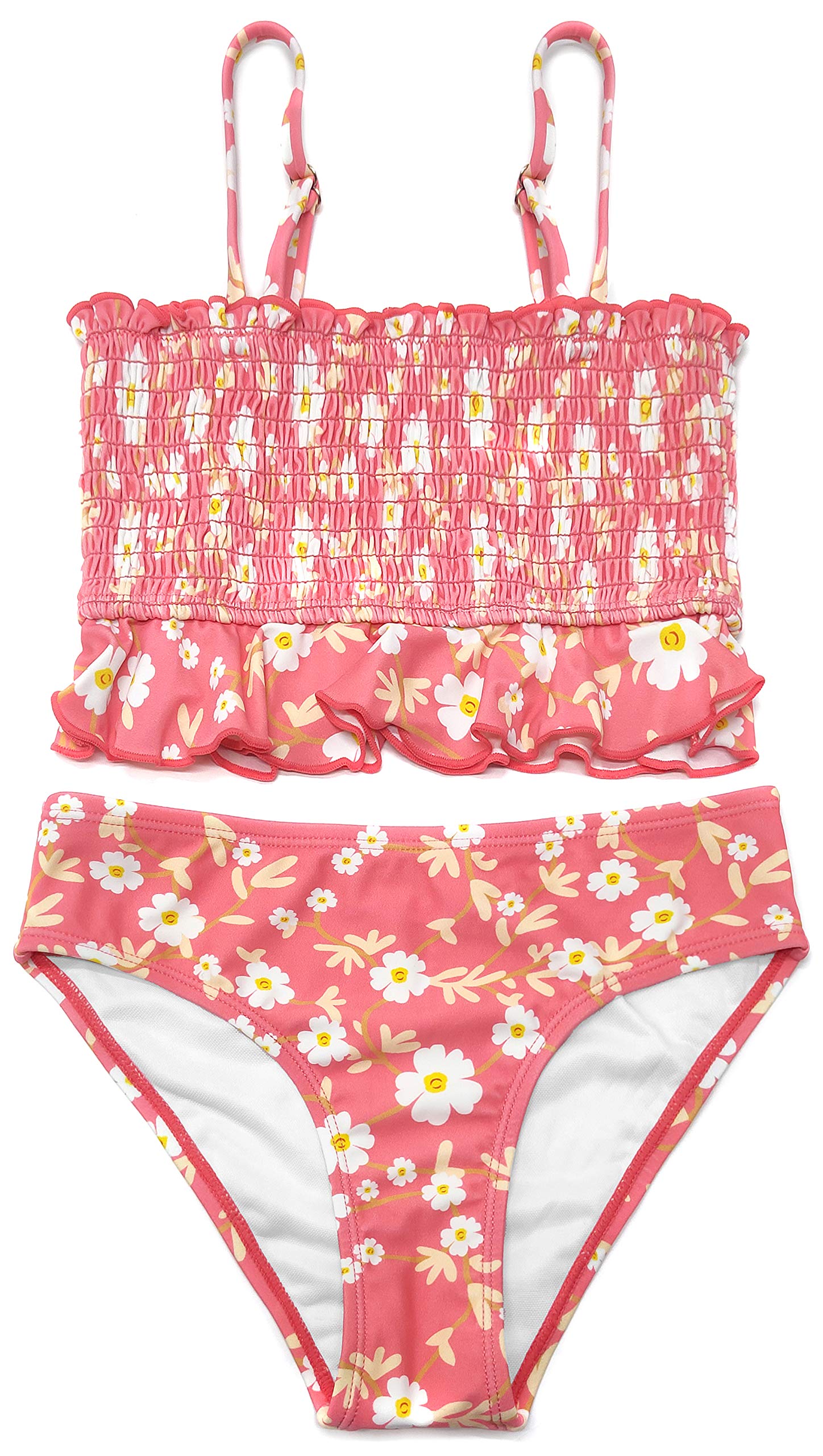 SHEKINI Niñas Bikini De 2 Piezas con Volantes Bandeau Trajes De BañO Estampado De Flores Bikini De Playa Cintura Baja Bikini Fondos Lindos Trajes De BañO