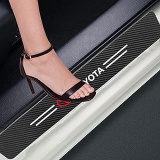 JAQUTE 4Pcs Door Sill Protector Carbon Fiber Leather Sticker Decoration Door Entry Guard Door Sill Scuff Plate Stickers Auto Accessories…