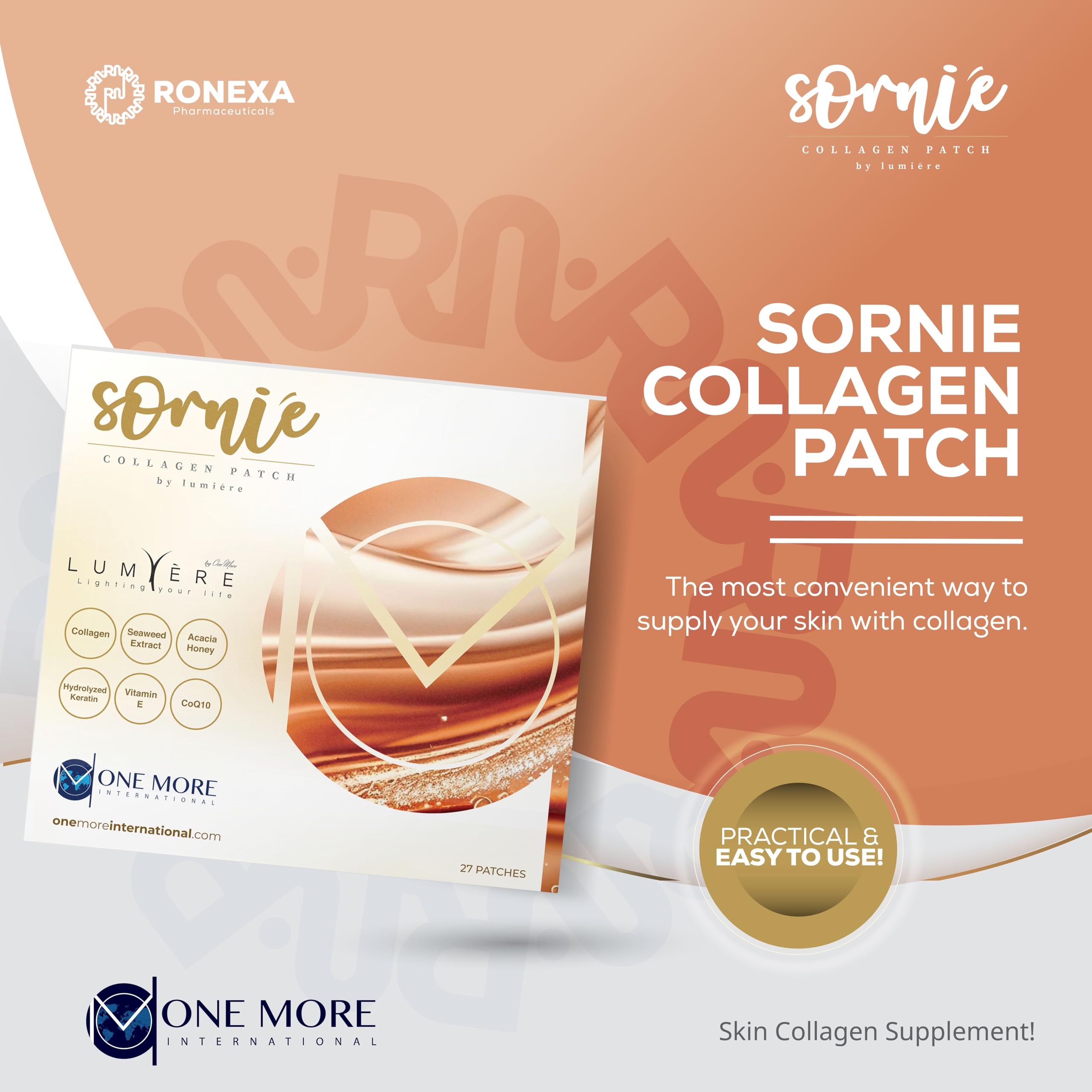 One More Sornie Collagen Patch - Transdermal Collagen-Support Skin Patches for Women, Discreet Daily Beauty Patch to Complement Your Skincare & Collagen Routine, Convenient Alternative to Drinks & Pills