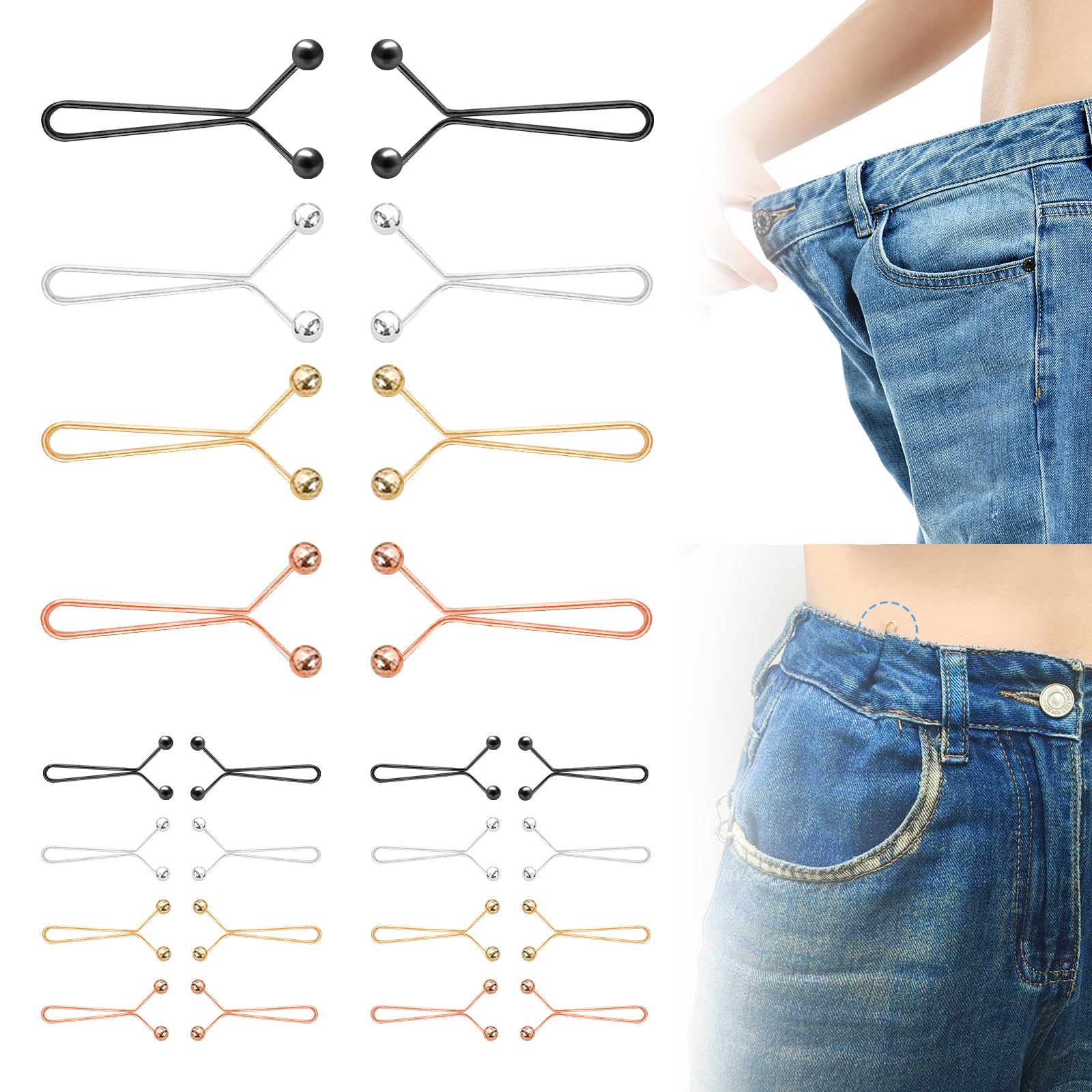 Coco Berming 24 stuks broeksbanden, nauwer broek, maken broekverkleiningsclip, jeans maken clip