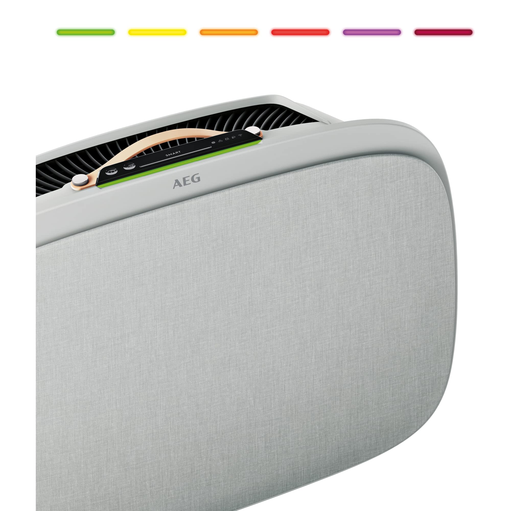 AEG AX71-304GY Purificador de Aire - Filtro Anti Bacteriano, Elimina 99,9% Bacterias del Aire, Hasta 62m2, APP WiFi, Pantalla LED, Modo Automático, Silencioso - Gris claro