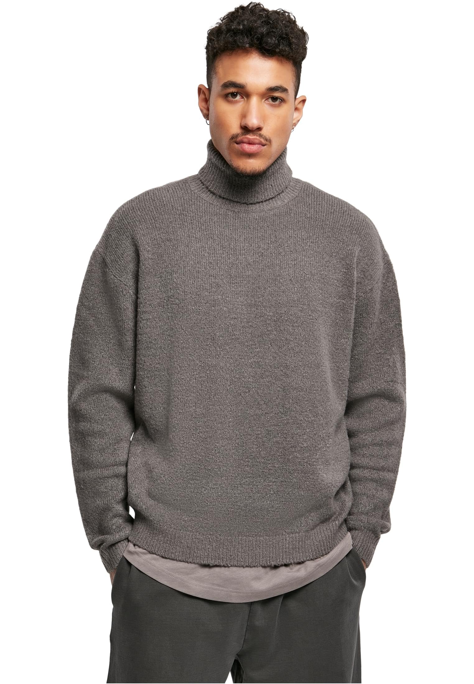 Urban Classics Men's Oversized Roll Neck Sweater Sweatshirt, Asphalt, 4XL