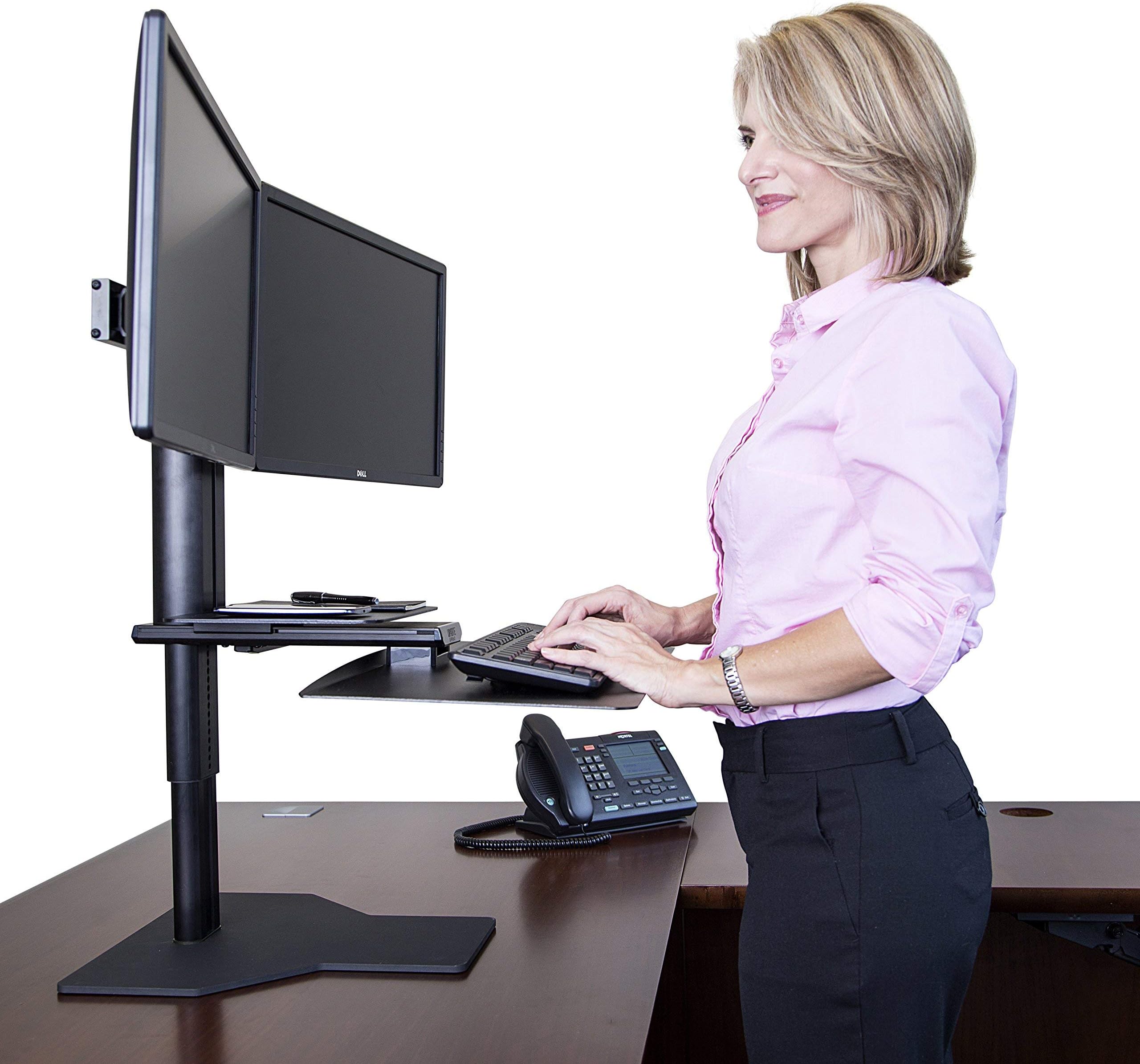 Uprite Ergo Sit Stand Desk, Sit2Stand Desktop Height Adjustable Workstation - Dual Monitor
