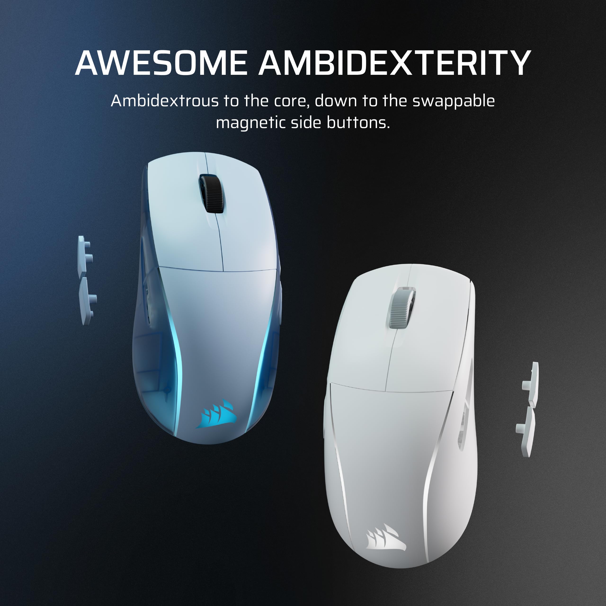 Corsair M75 Mouse da gioco wireless RGB leggero per Mac - 26.000 DPI, pulsanti laterali intercambiabili, interruttori ottici, compatibile con iCUE - Blu glaciale