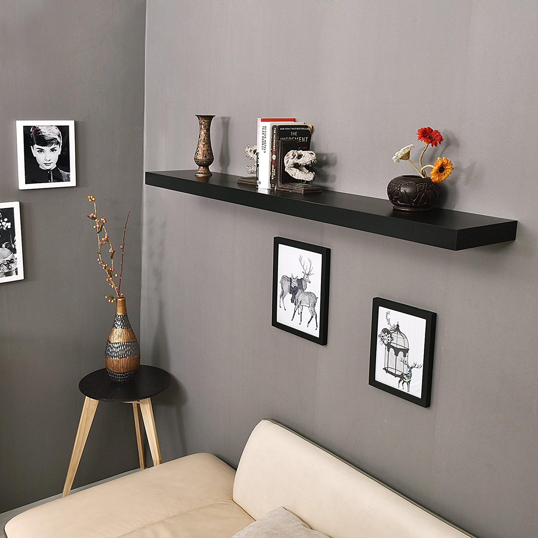 Wall Shelf, Floating Rectangular, 120cm (BLACK)