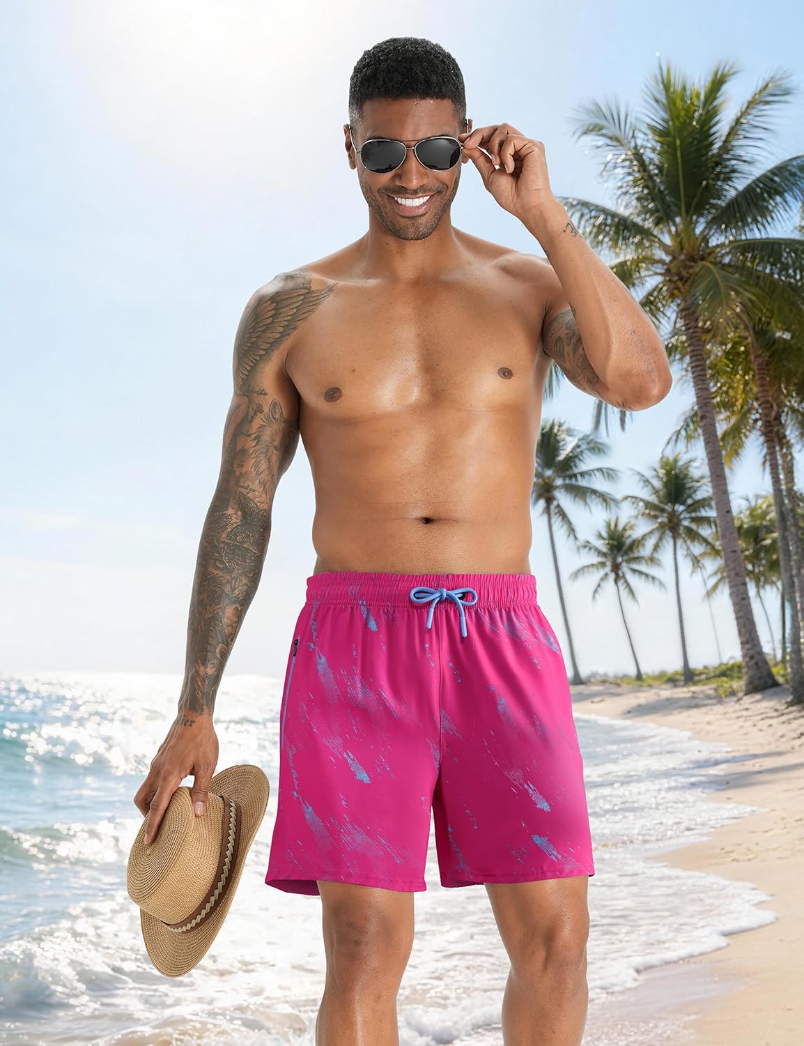 APTRO Mens Swim Trunks 5" with Compression Liner Mens Board Shorts Quick Dry Bathing Suit with Zipper Pockets - Image 2