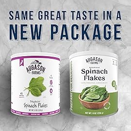 Augason Farms Dehydrated Spinach Flakes Can, Emergency Food Supply, Everyday Meals, 45 Servings