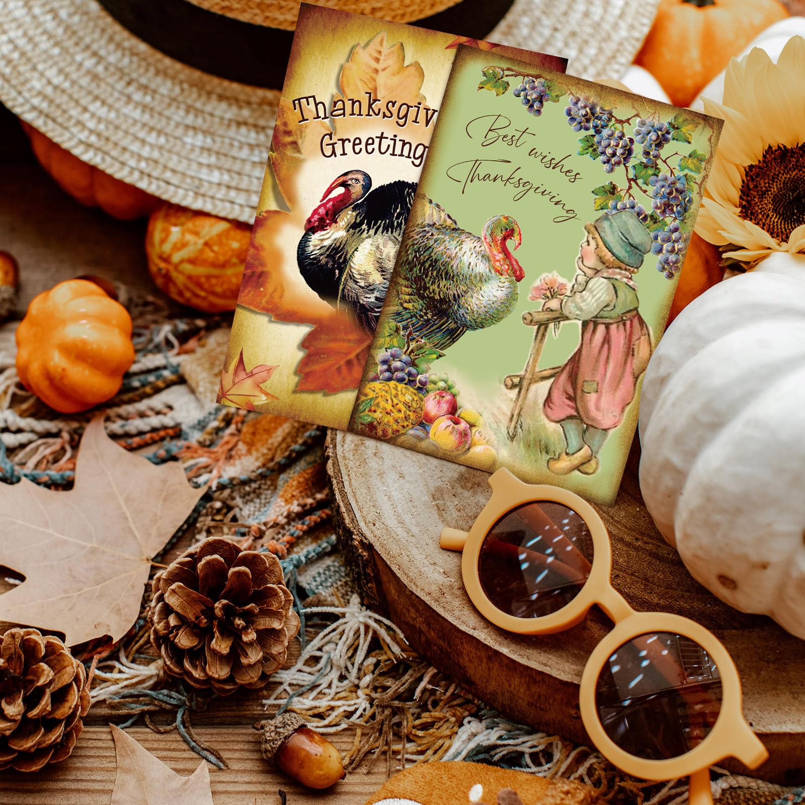 50 Stück Happy Thanksgiving Grußkarten – Blanko Postkarten 10,2x15,2 Cm Mit Herbstmotiven