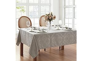 Elrene Home Fashions Caiden Elegance Damask Waterproof Tablecloth, 60" x 84" Oblong/Rectangle, Silver