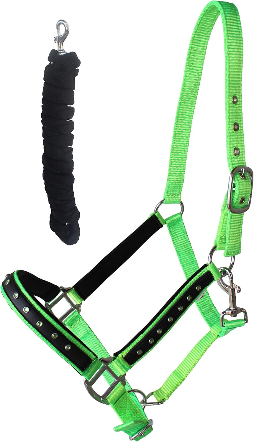 PRORIDER Horse Western Tack 3/8 Braided Nylon Rope Halter Rainbow