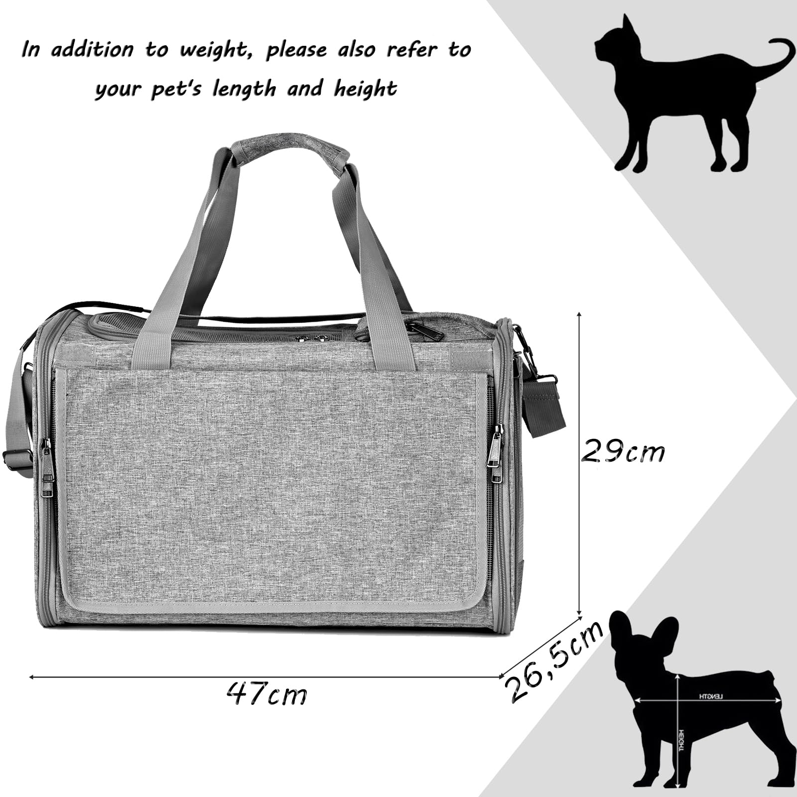 Trasportino Per Cani E Gatti Con Ruote Lekespring - Pieghevole, Capiente Fino A 18 Kg - Foto 3