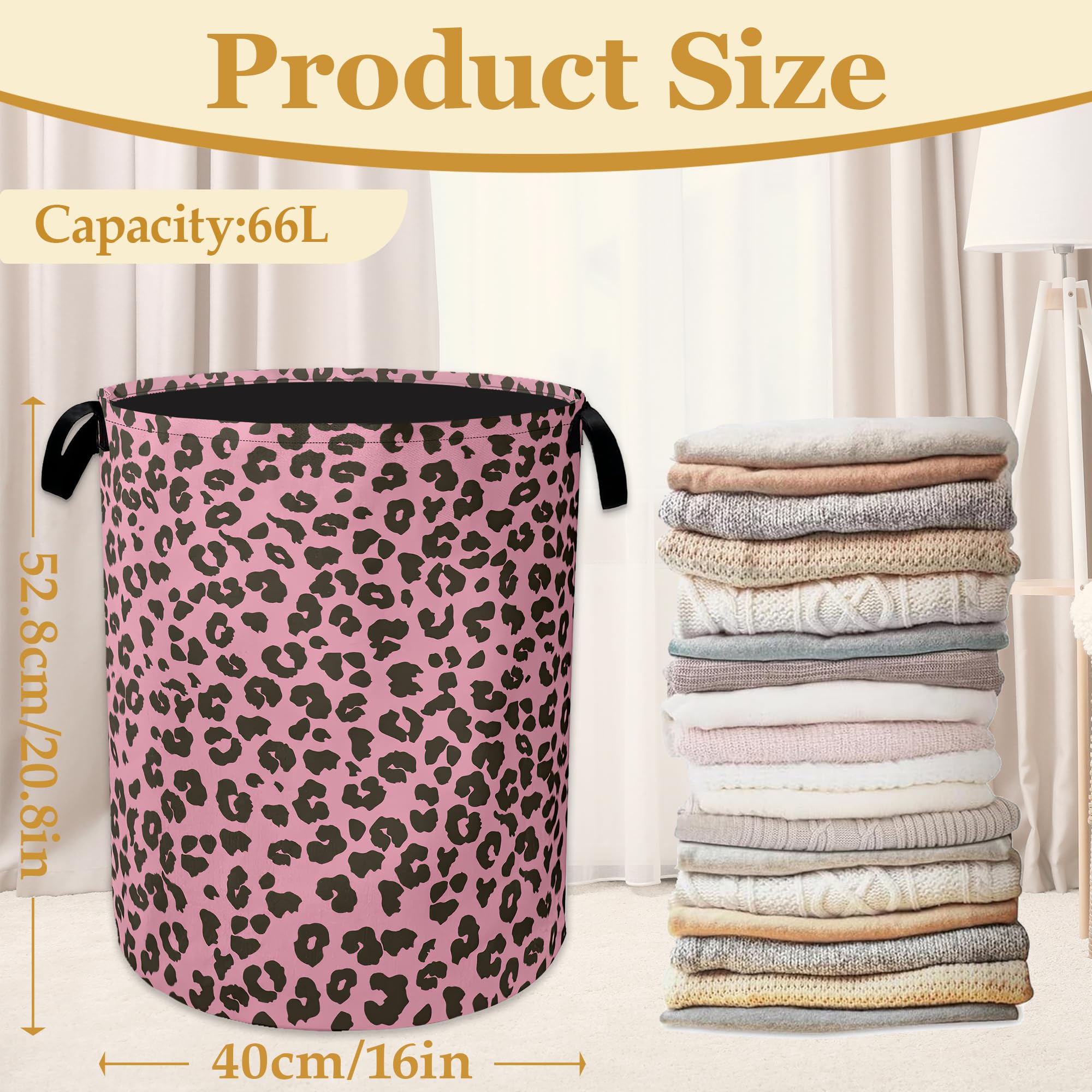 Pink Leopard Print Laundry Basket - Image 2