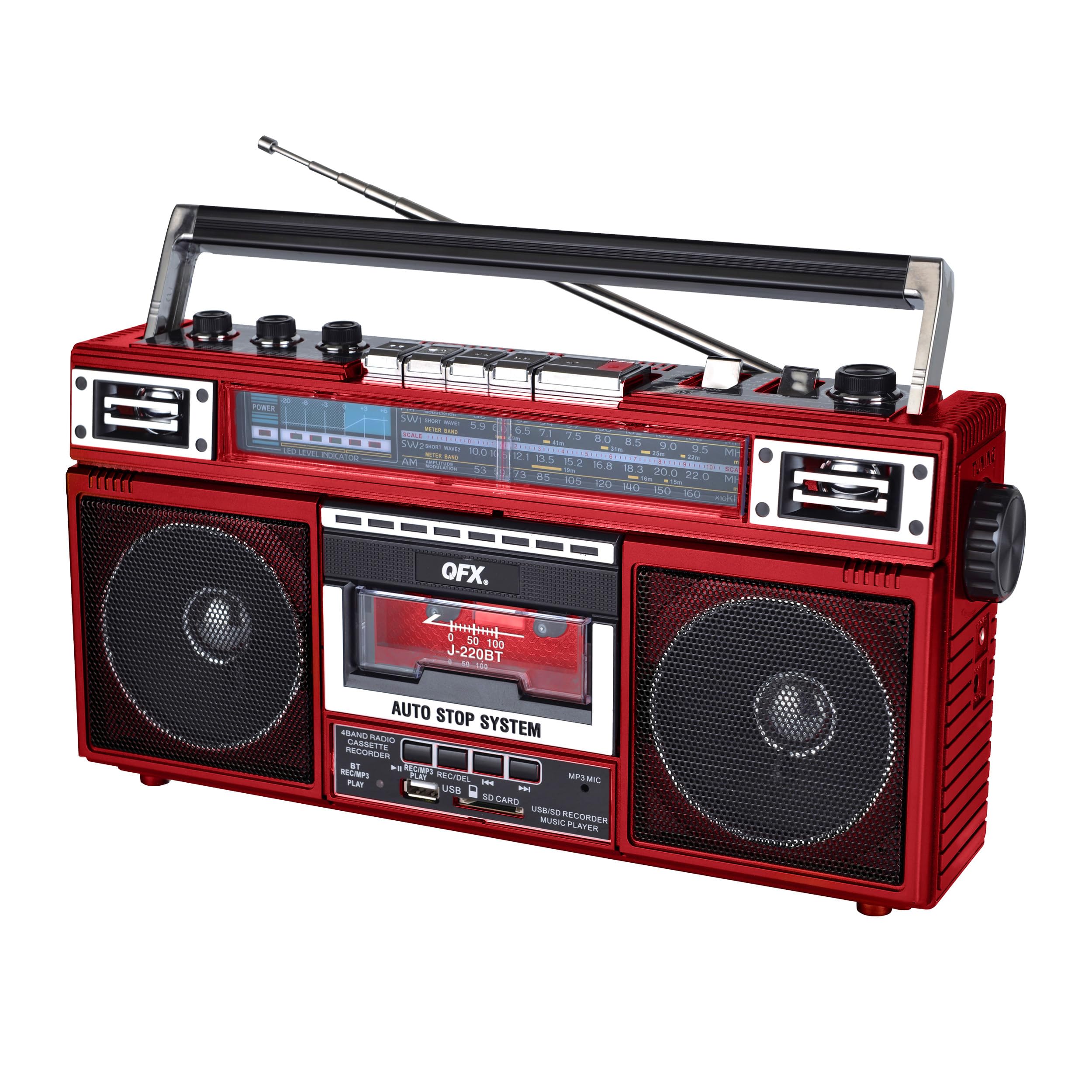 Amazon.com: QFX J-220BT Red Boombox MP3 Conversion from Radio to