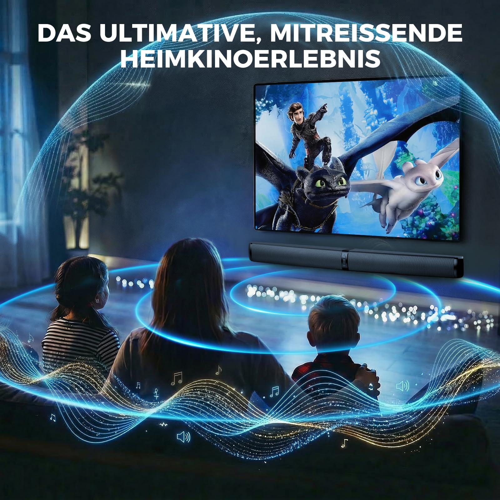 GarageRock Soundbar für TV Geräte, 2026 Upgrade 90W 2-in-1 Teilbare Soundbar for TV, Bluetooth 5.3 Lautsprecher für Fernseher with ARC/Opt/AUX Anschluss, Heimkino Soundsystem for TV/PC/Gaming/Gift