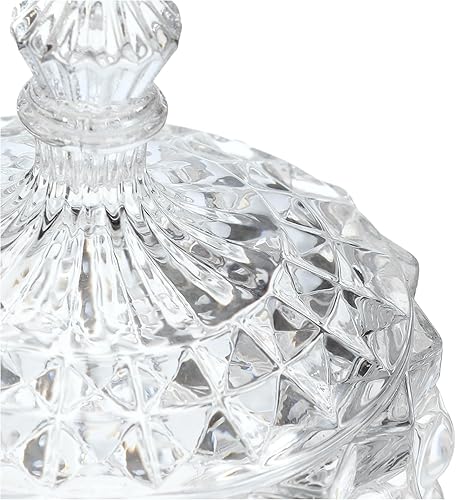 Miniatura 4 de Tarro decorativo para dulces de mariposa para el hogar, recipiente de almacenamiento de bufé de dulces, tarro facetado de diamante de cristal