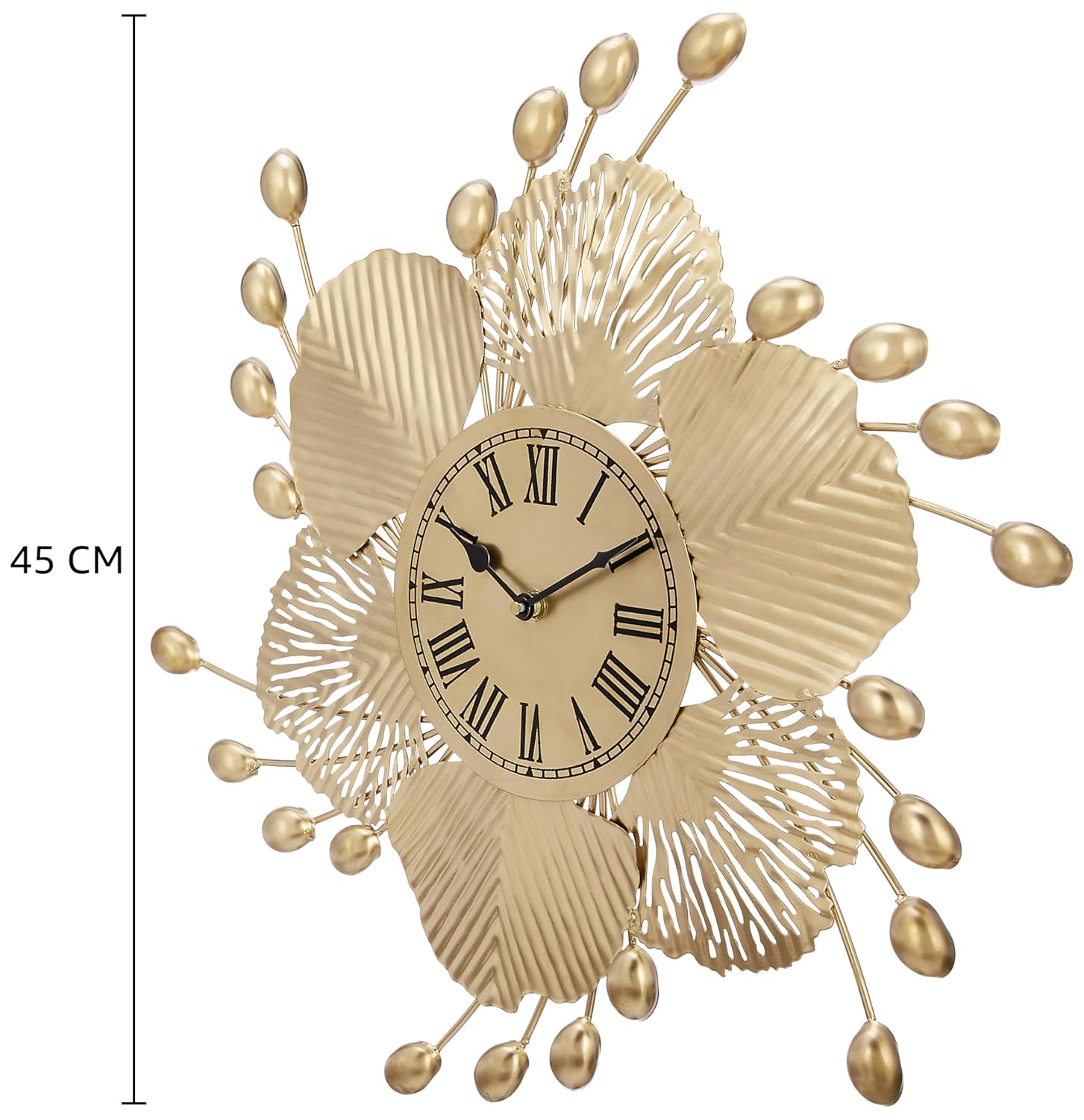 Amazon Brand - Solimo Analog Shell Iron Hanging Metal Decorative Wall Clock for Living Room | Bedroom | Home Decor | Stylish Clock | Golden, 3.81 Cm offers donot miss