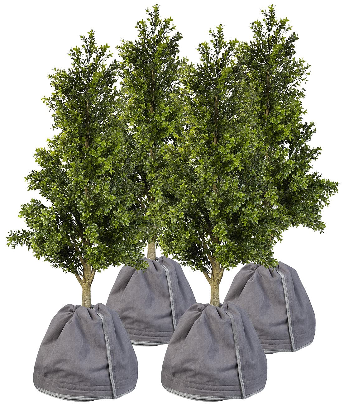 Royal Gardineer Gartenvlies: 4er-Set Thermo-Topfschutz für Pflanzen, 50x45 cm, Drainage, anthrazit (Haubenvlies, Winterschutz Hauben, Gewächshaus)