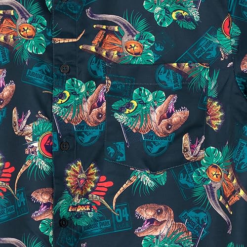 Miniatura 6 de Jurassic World Jurassic Park T-Rex - Camisa hawaiana con botones para niños pequeños y adultos