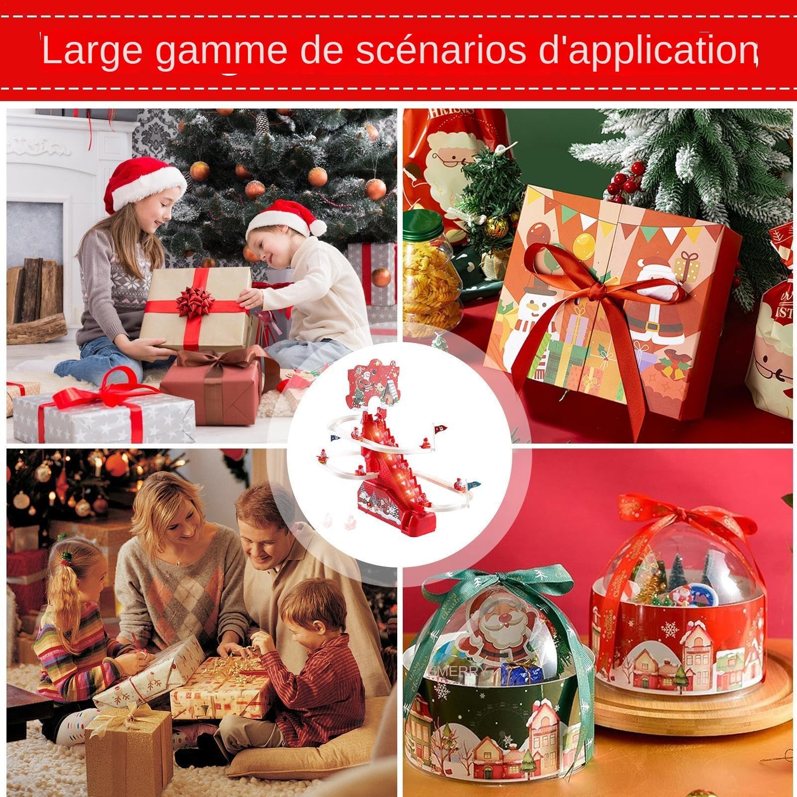 Père Noël Escalade Toboggan électrique – Circuit Motorisé Avec Lumières, Musique Et 5 Figurines – Cadeau De Noël 3 Ans