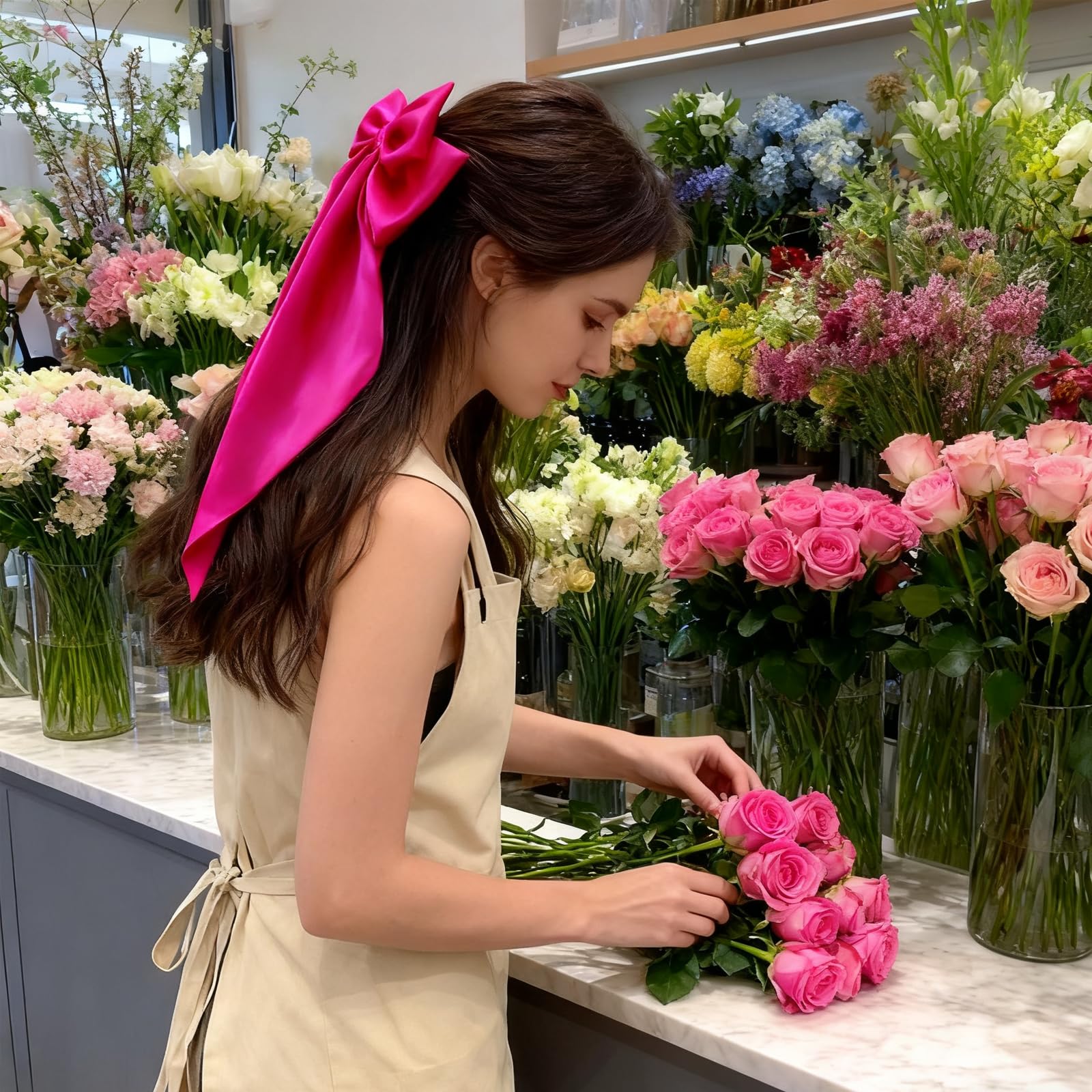 2Pcs Big Satin Hair Clips for Women & Girls, 37cm Long Tail French Bow Hair Barrettes - Image 3