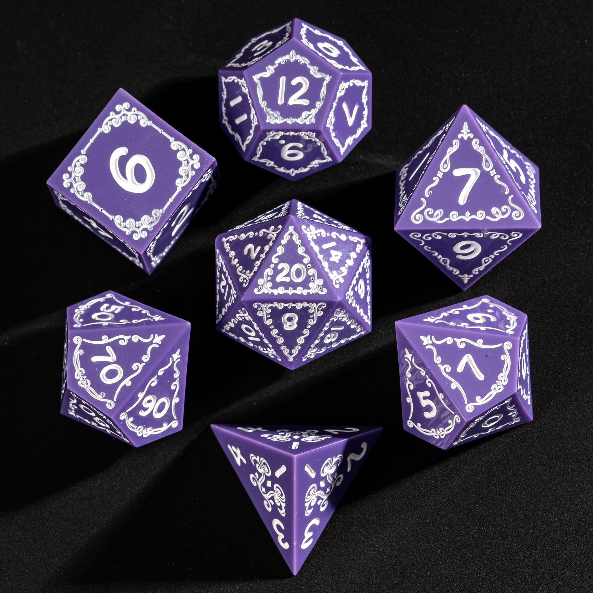 Cusdie 7-Piece Sharp Edges DND Dice Set with Sprout Design - Perfect for Tabletop RPGs Board Games Gifting and Collecting(Sprout Purple) — image 1