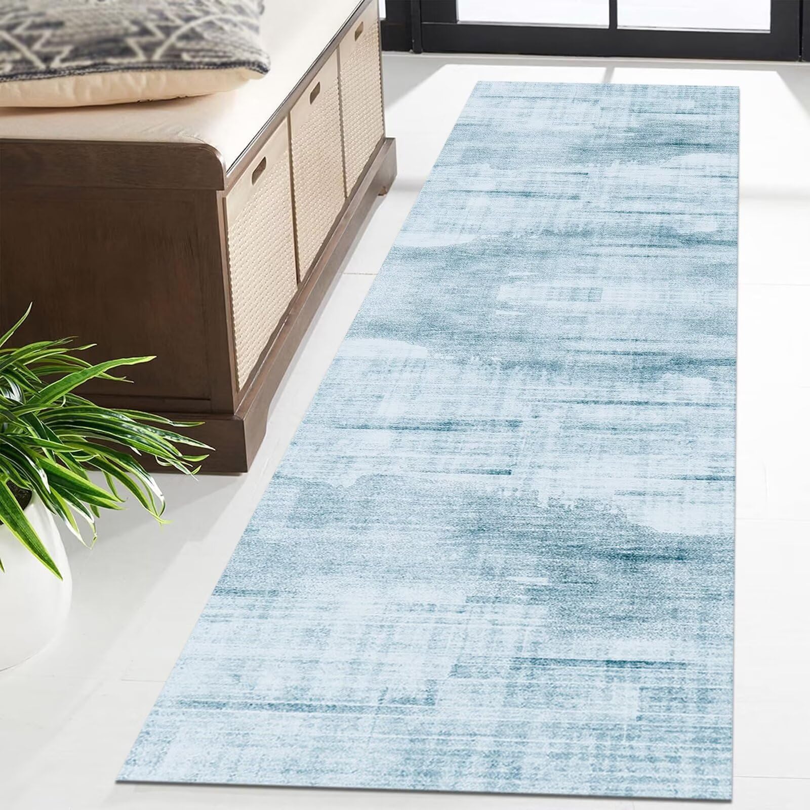 Tapete antideslizante para cocina, color azul, 40 x 60 cm, tapete para fregadero delantero, tapete para interiores, para dormitorio, sala de estar, oficina, pasillo y entrada