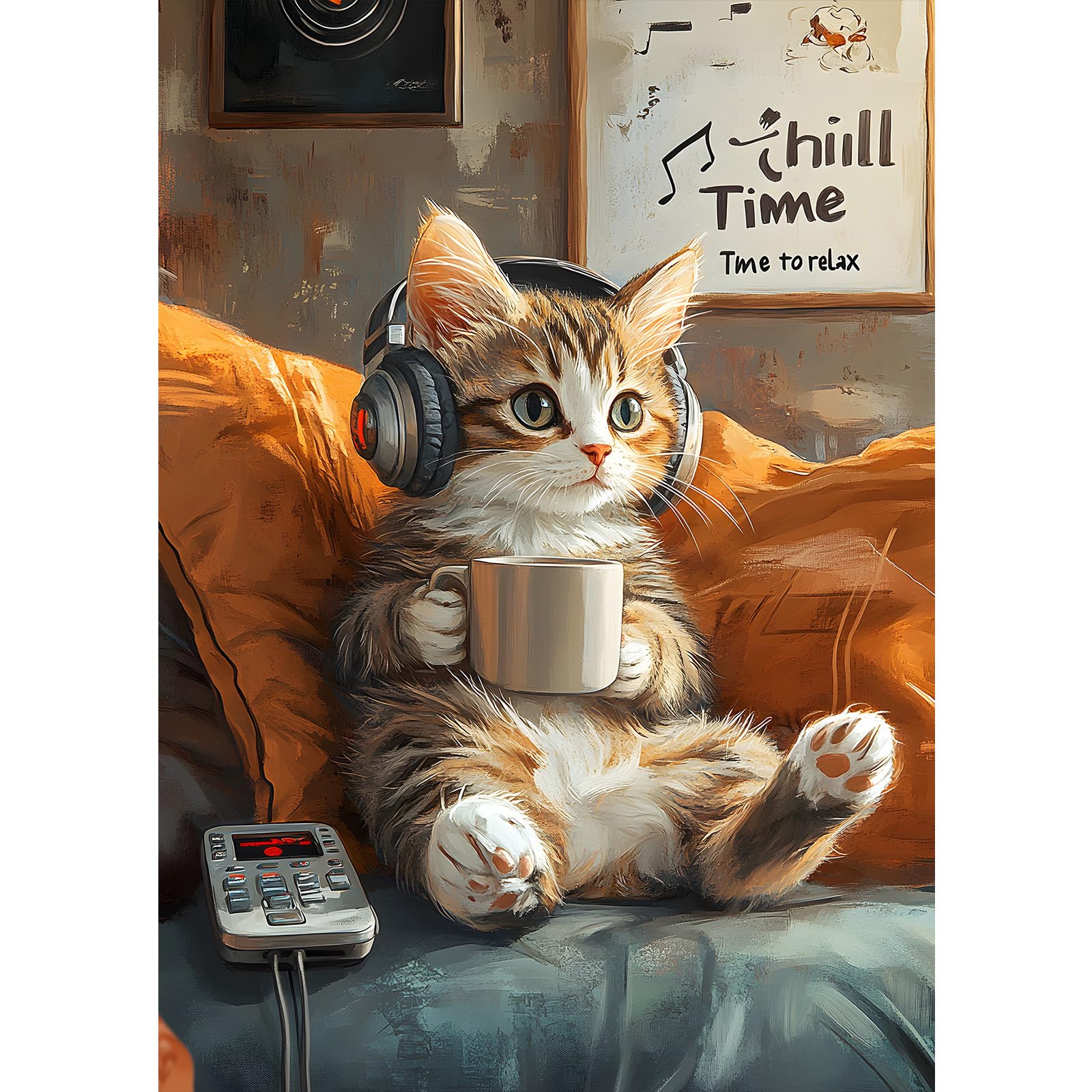 FHBUBPUP 5D Cat Diamond Painting Kit - Fall Kitten DIY Full Drill Round Gem Art, 12x12 Inch Craft For Adults - View #10