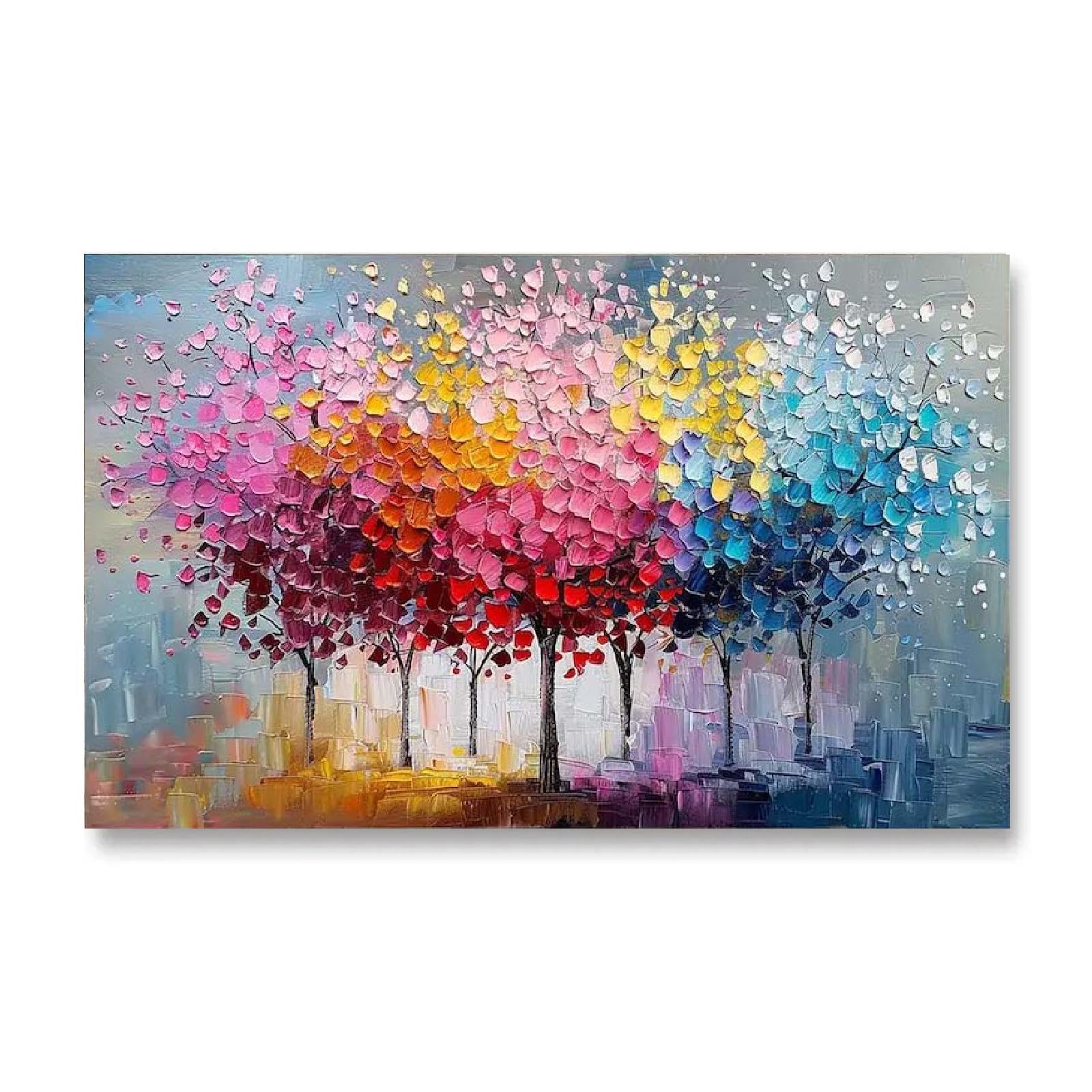 Extra Large Wall Art Abstract Colorful Tree Frameless Modern Artwork Canvas Painting Forest Wall Decor Pictures for Living Room Bedroom Office Home 200 x 100cm (79 x 39 inch)