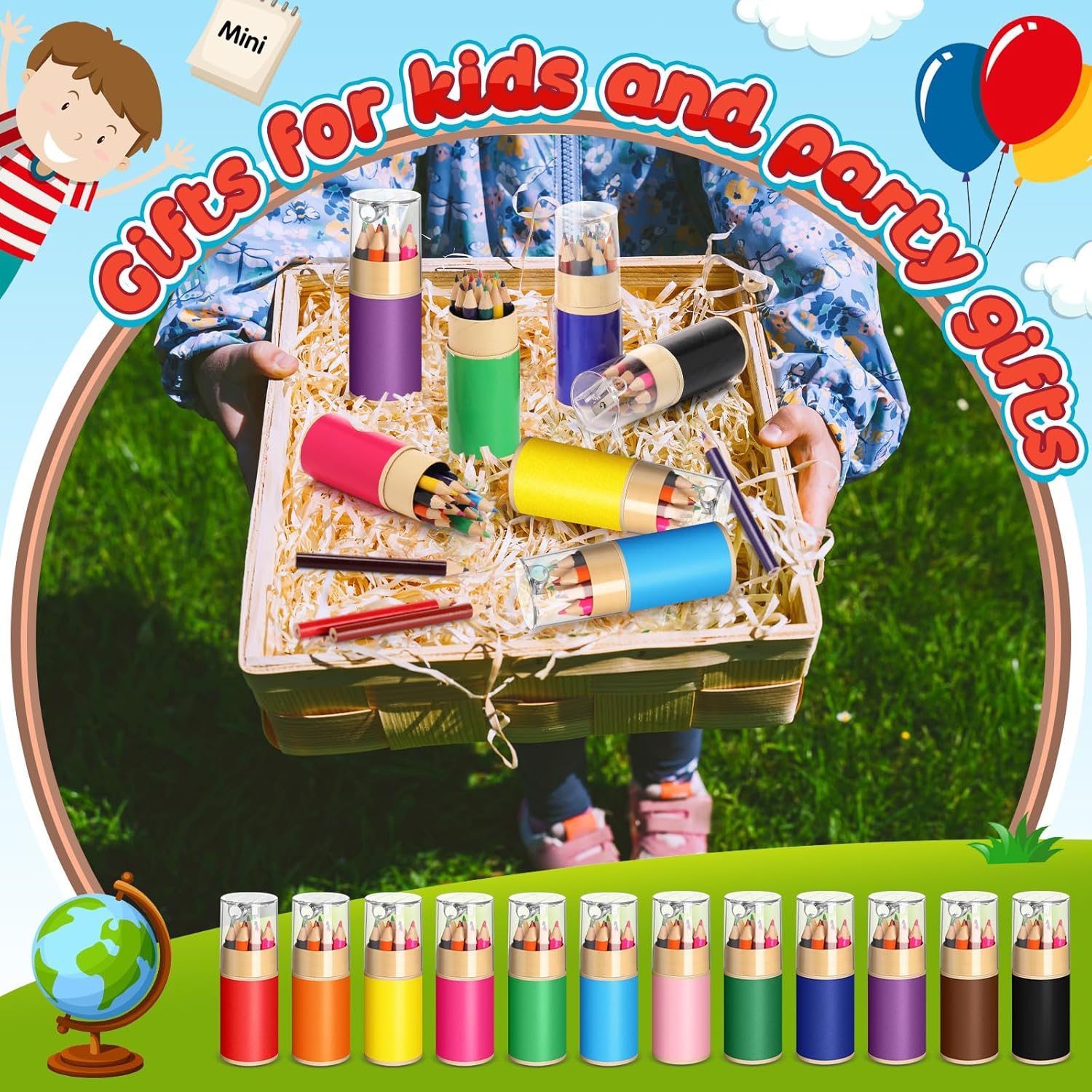 36 Sets 36 Sets Mini Drawing Colored Pencils Bulk with Sharpener, 3.5" Small 12 Colors Portable Travel Pencil Set for Easter Graduation Party Favors Supplies