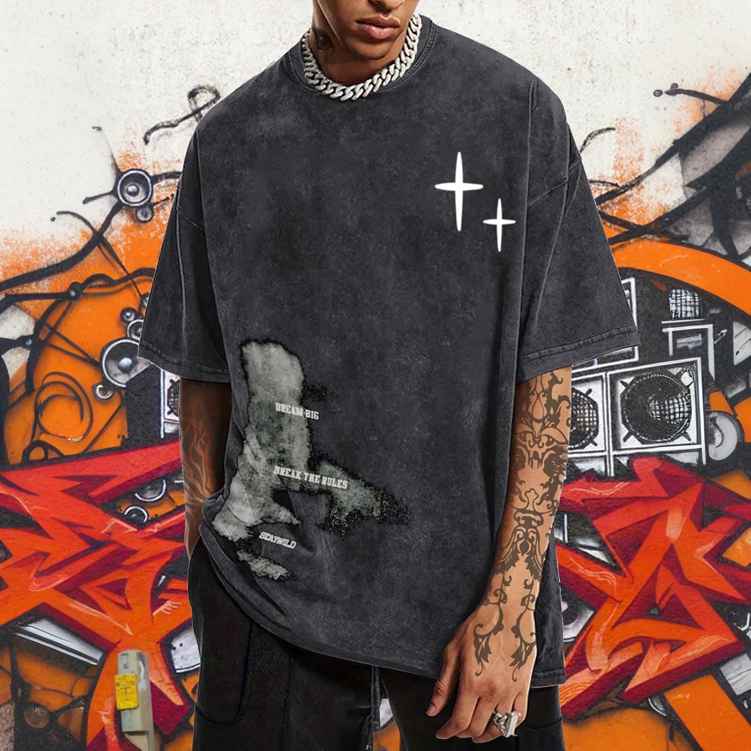 Mens Graphic Tees Y2k Streetwear Oversized Tshirts Vintage Acid Wash Shirts Summer Casual Inspirational Tee Shirt - Image 2