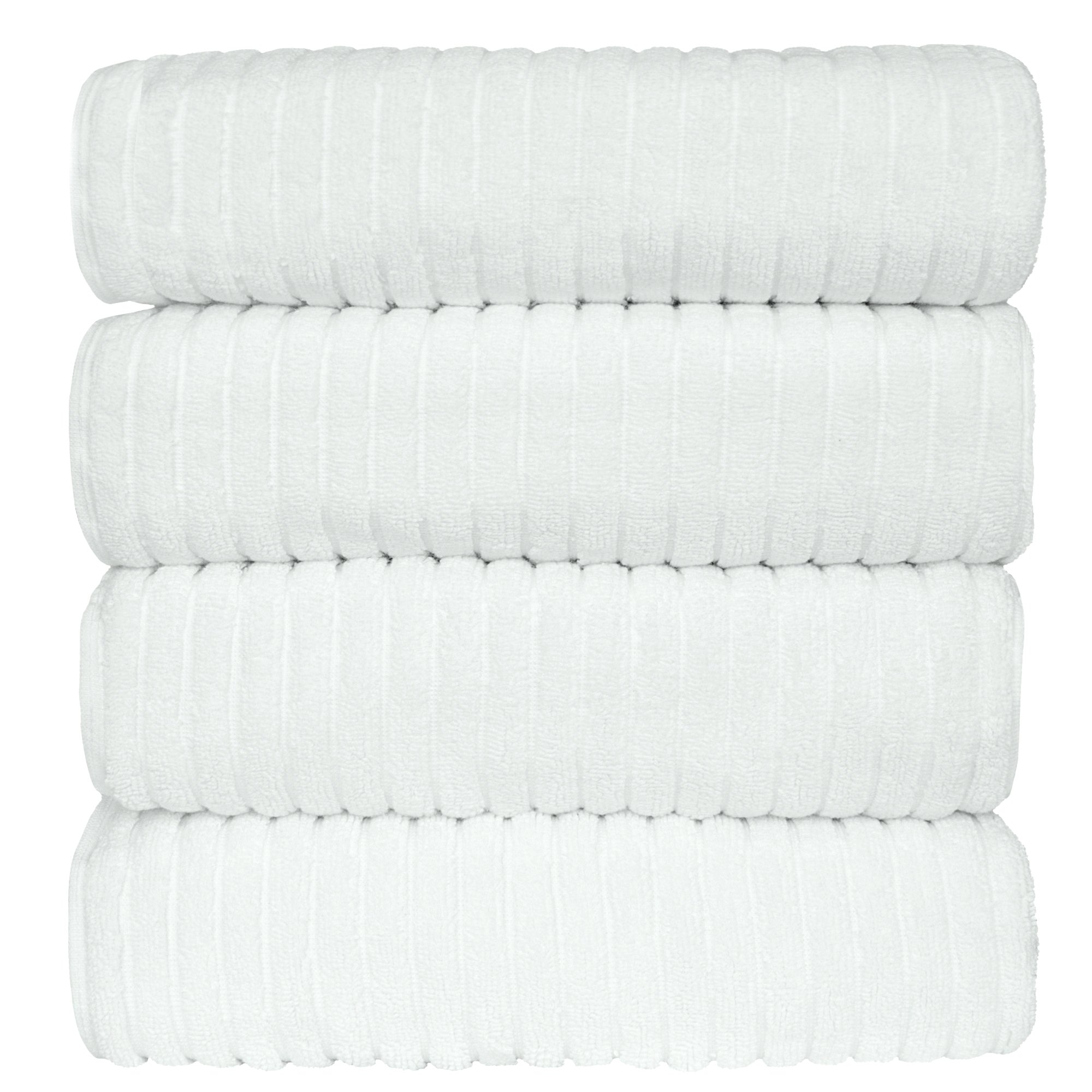 Bare Cotton Luxury Hotel and Spa Bath Towels, Striped, White, Set of 4