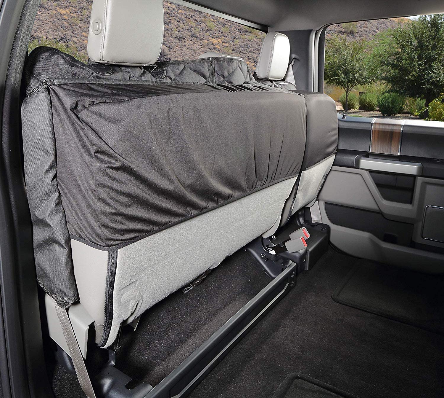 4Knines Bench Seat Covers for Trucks with Dog Hammock - Rear Seat Protector for Dogs Fits Full Size Crew Cab with Split Bench Seats - Waterproof, Heavy-Duty Dog Seat Cover (Driver Side, Grey) - image 5
