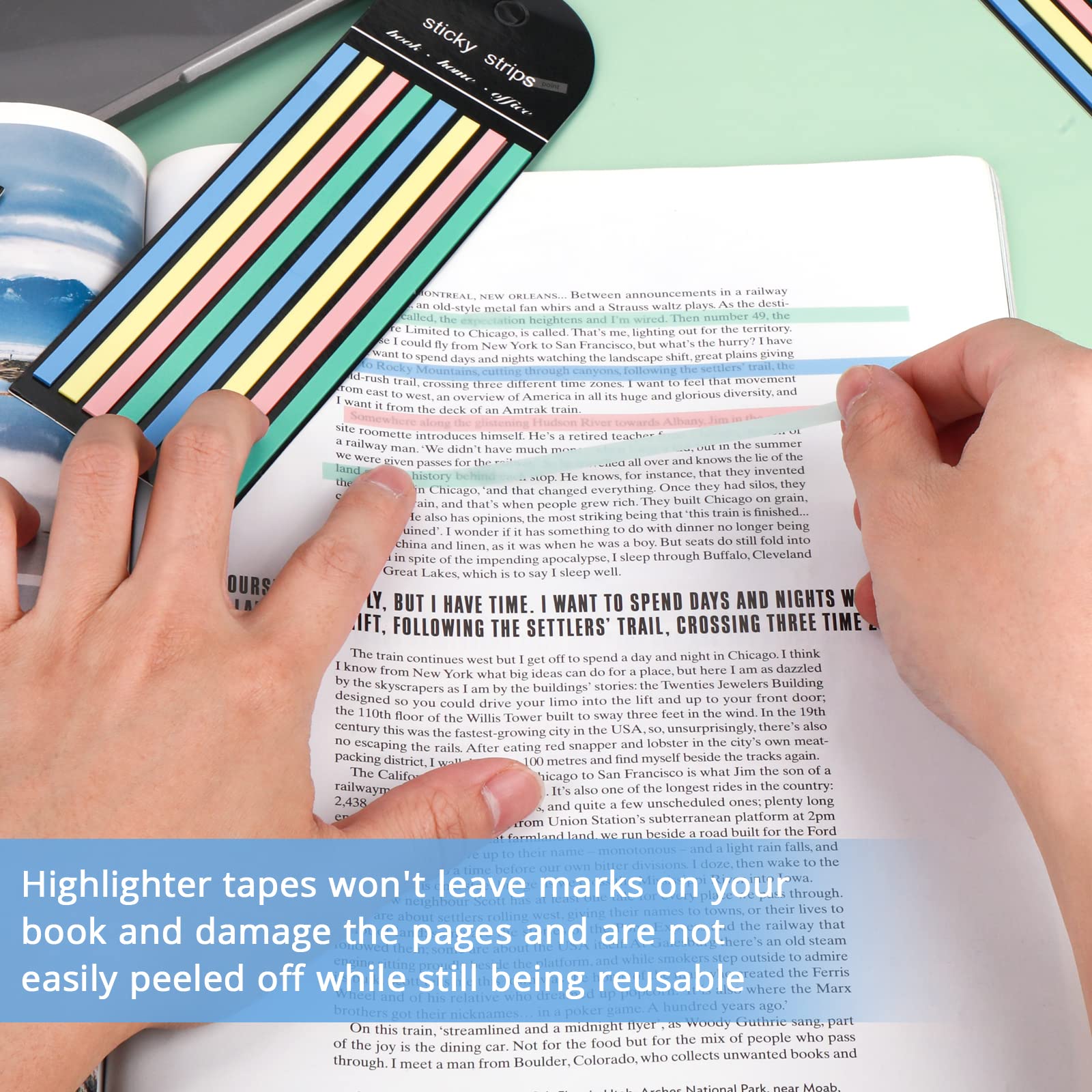 TIESOME 640 Blätter Textmarkerband, Transparente klebrige lange Seite Marker Tabs Clear Highlighter Strips Fahnen Aufkleber Buch Tabs für Annotieren Bücher (Schwarz gefärbt)