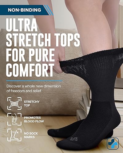 Miniatura 2 de Doctor's Select Calcetines para diabéticos para hombres y mujeres, 4 pares de calcetines de neuropatía, calcetines para diabéticos para hombres