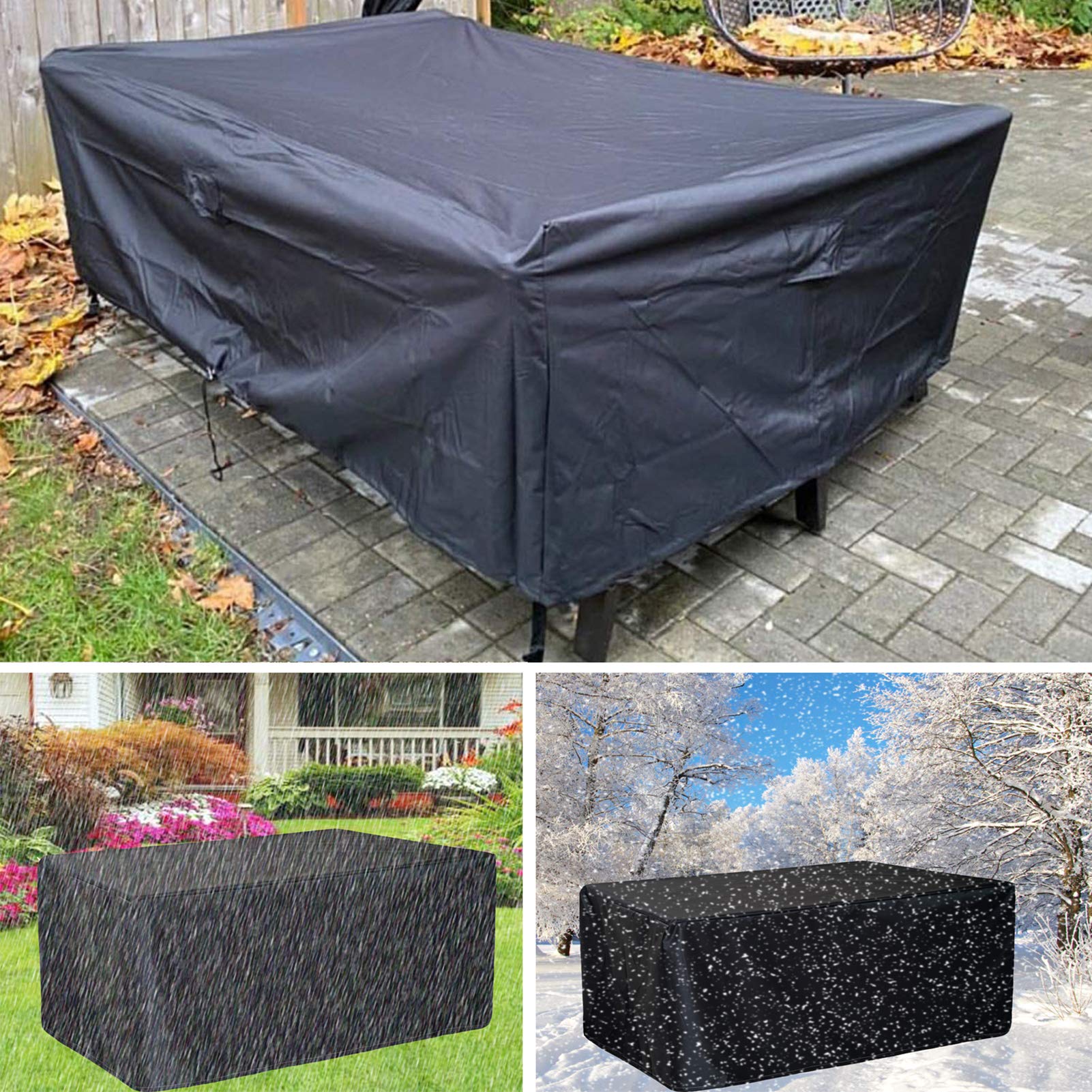HNKDKJ 110 x 80 x 40 cm/LxBxH hoes voor tuinmeubelen, waterdichte tuintafel en stoelen, 420D Oxford-stof, stofdicht, anti-UV, rotan tuinmeubelen, buitentafelhoes met winddichte gesp