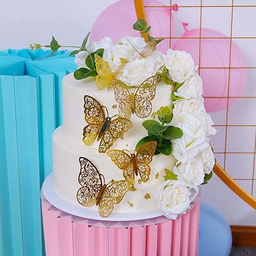 Miniatura 59 de Calcomanías de pared de mariposa 3D, 72 unidades, 3 tamaños, 3 estilos, calcomanías de pared metálicas extraíbles, calcomanías de pared para nevera,