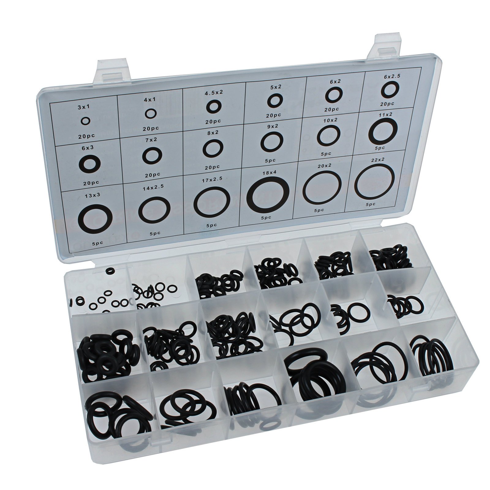 Qualtex 225 Piece Rubber O-Rings Washer Seals Assortment Set | Contains 18 Popular Sizes