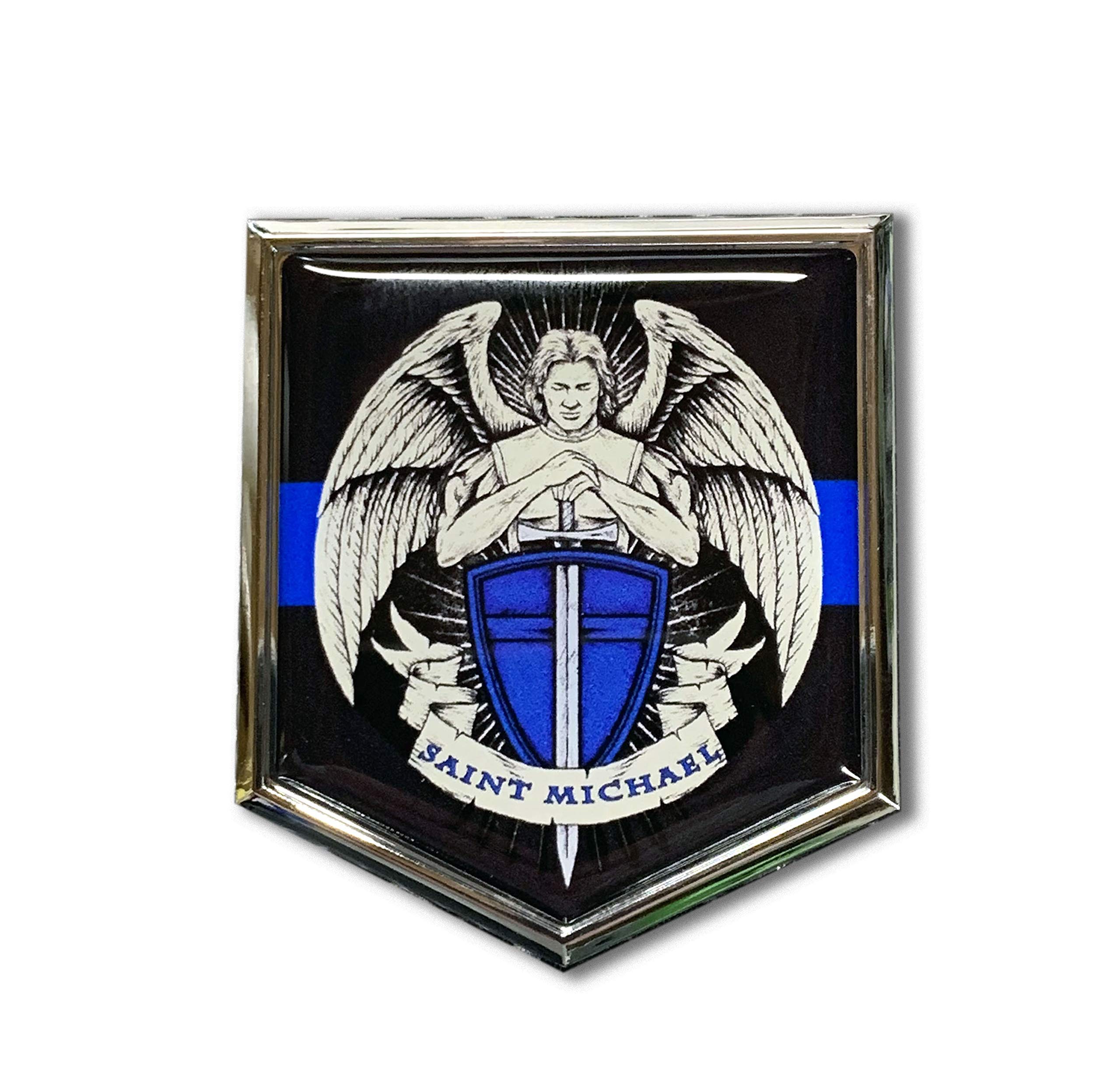 Amazon.co.jp: 聖ミカエルのドーム型クロームエンブレム 誇り高き警察