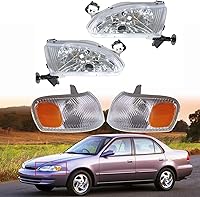 Vista 7 de Paquete de 2 faros delanteros cromados halógenos de repuesto para el lado del conductor y del pasajero para Corolla 1998-2000
