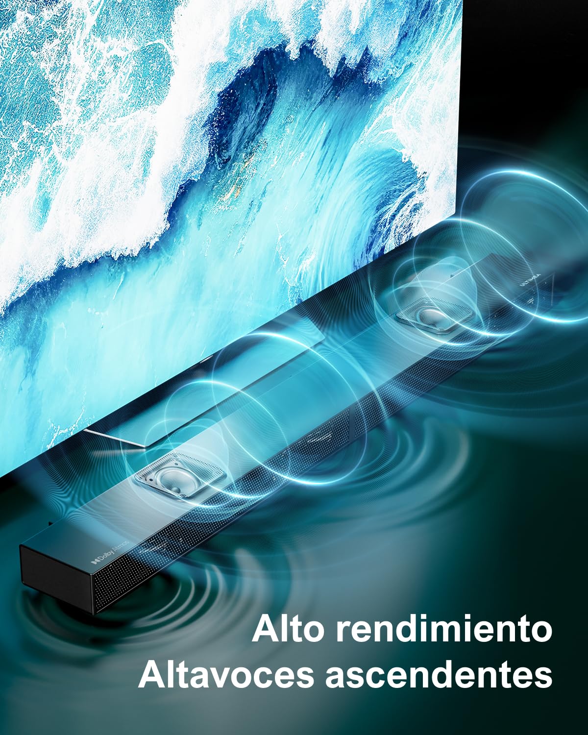 Barra de Sonido Dolby Digital 5.1.2, Barra de Sonido TV con Potente Subwoofer Inalámbrico de 8 Pulgadas, Sound Blaster con 2 Altavoces Verticales, Surround Soundbar para 4K HDR, Bluetooth, Nova S80