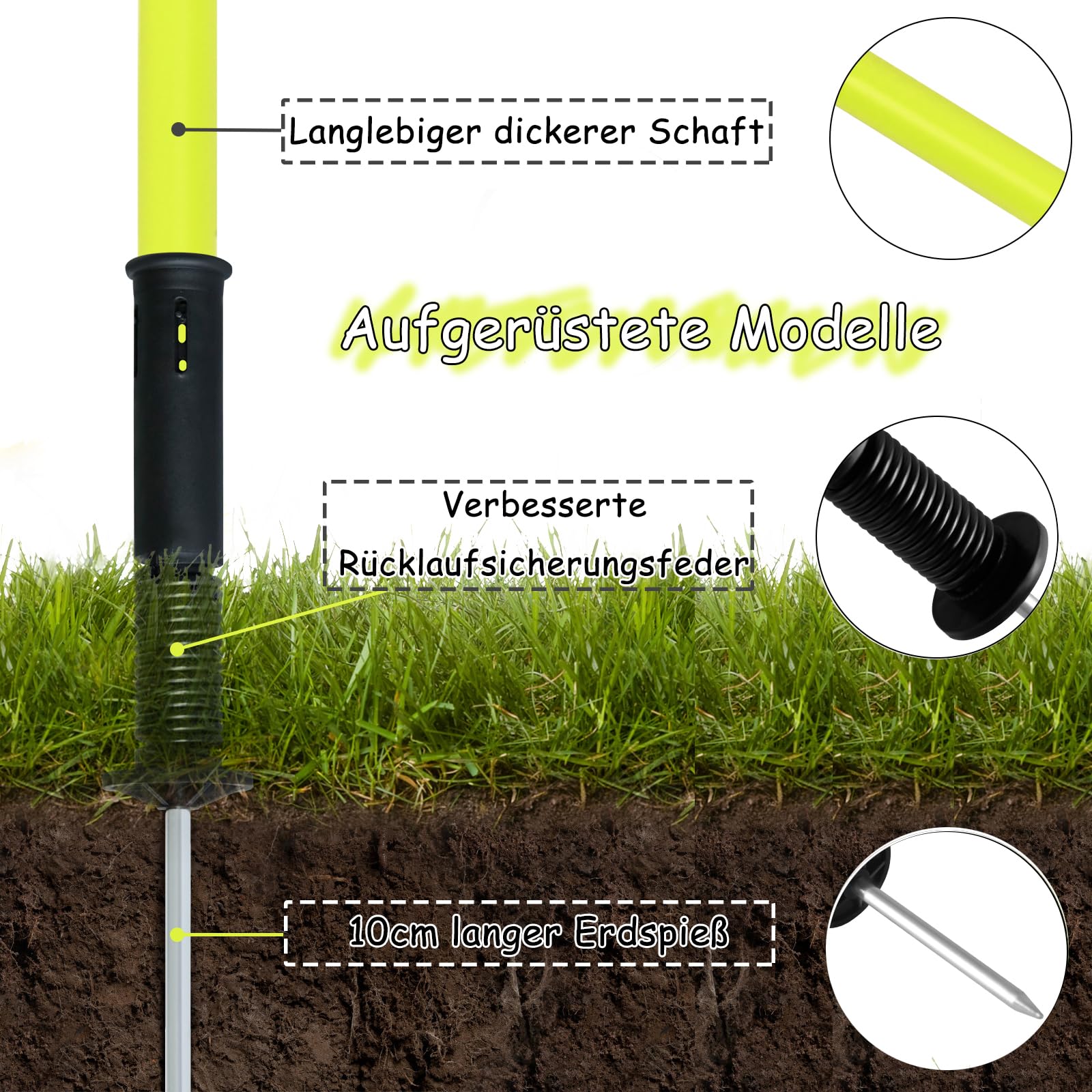 FIVMEN Slalomstangen Fussball Trainingszubehör 6tlg 1,8m Slalom Agility Stangen Set mit Stahlspitzen und Tragetasche, Federbelastete Traingsstangen für Fußball Training Fitness Sport