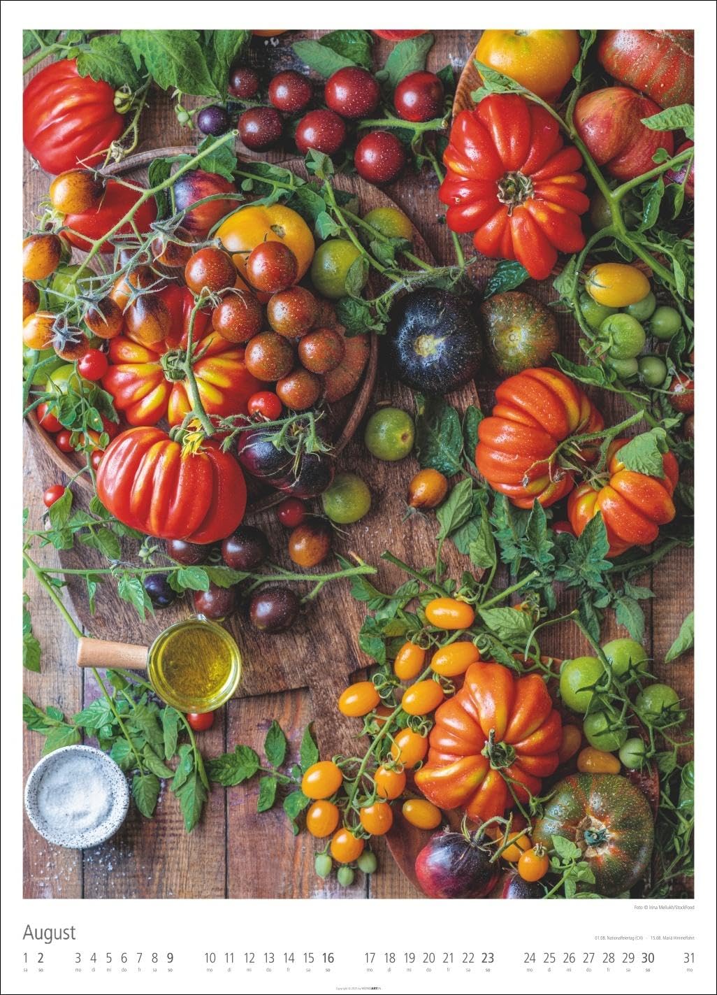 Food Gallery Kalender 2026: Großer Wandkalender mit 12 dekorativen Lifestyle-Fotos für die Küche. Food-Fotografie mit saisonalen Lebensmitteln. 49x68 cm Hochformat.