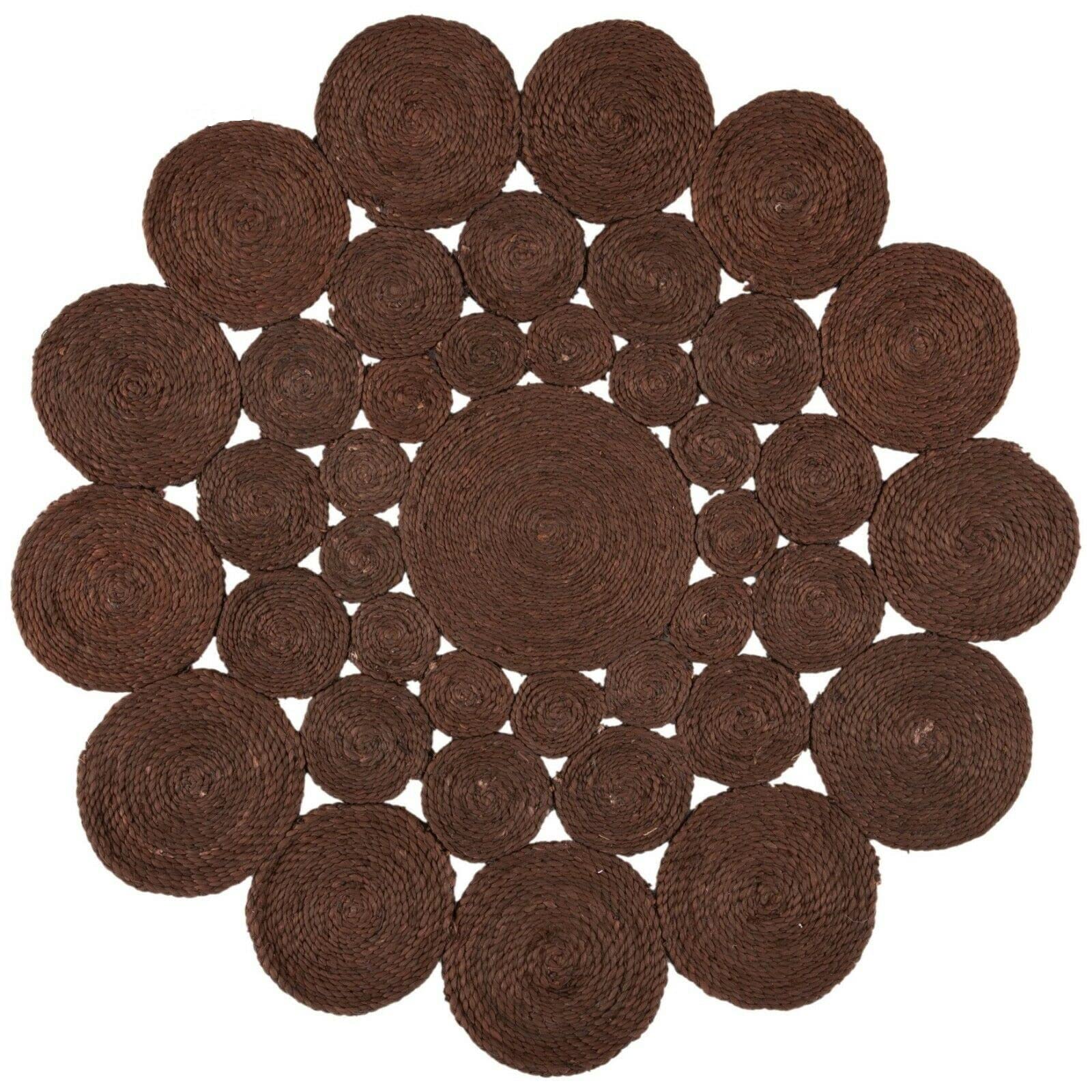 Avgari Creation Circle Design Round Natural Jute Handmade Braided Area Rug Living room, Kitchen, Indoor Outdoor Carpet Rug (210x210 CM (7x7 Square Feet), Brown) — image 1