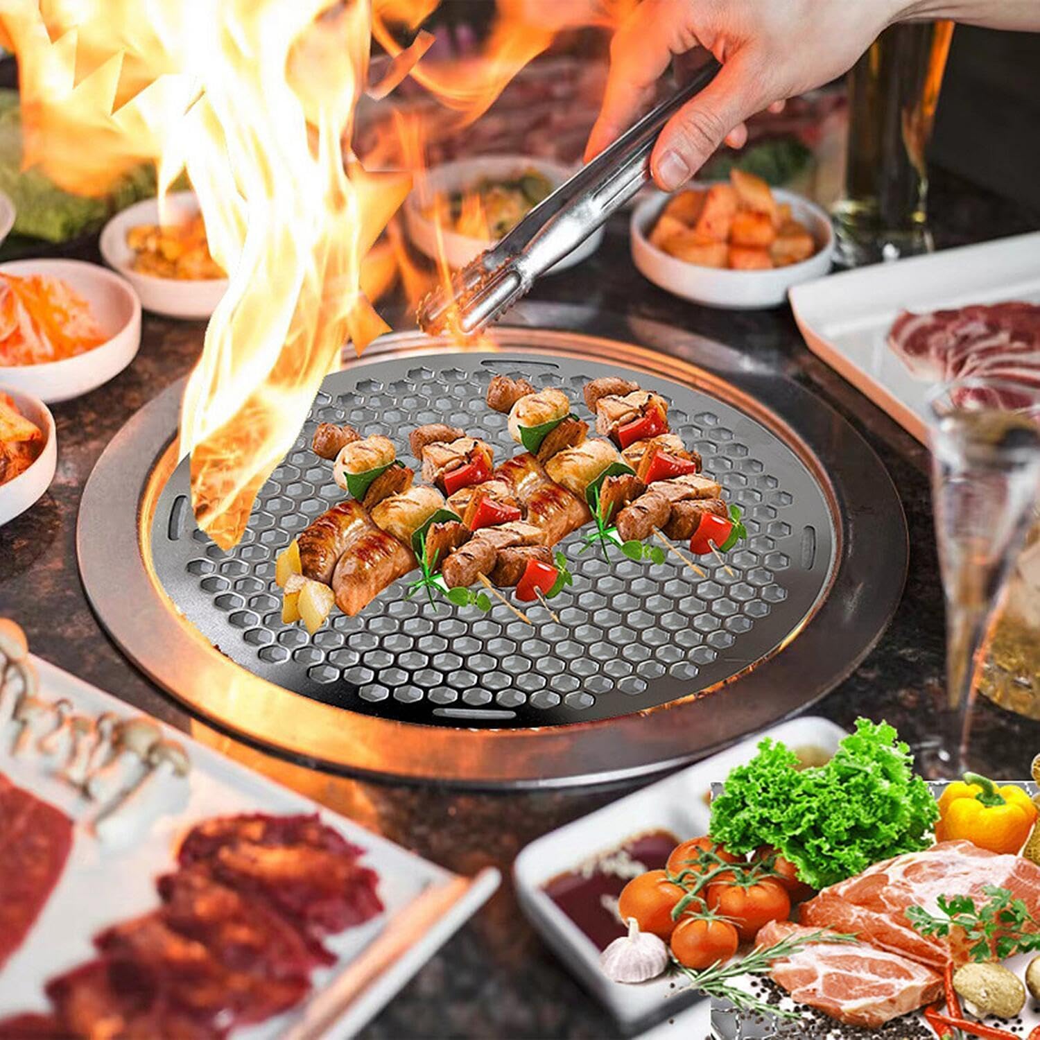 焼き網 バーベキュー 網 304ステンレス鋼 大型 軽量 滑らかなエッジ 鉄板 網 キャンプ 厚2.5mm バーベキューネット 大き