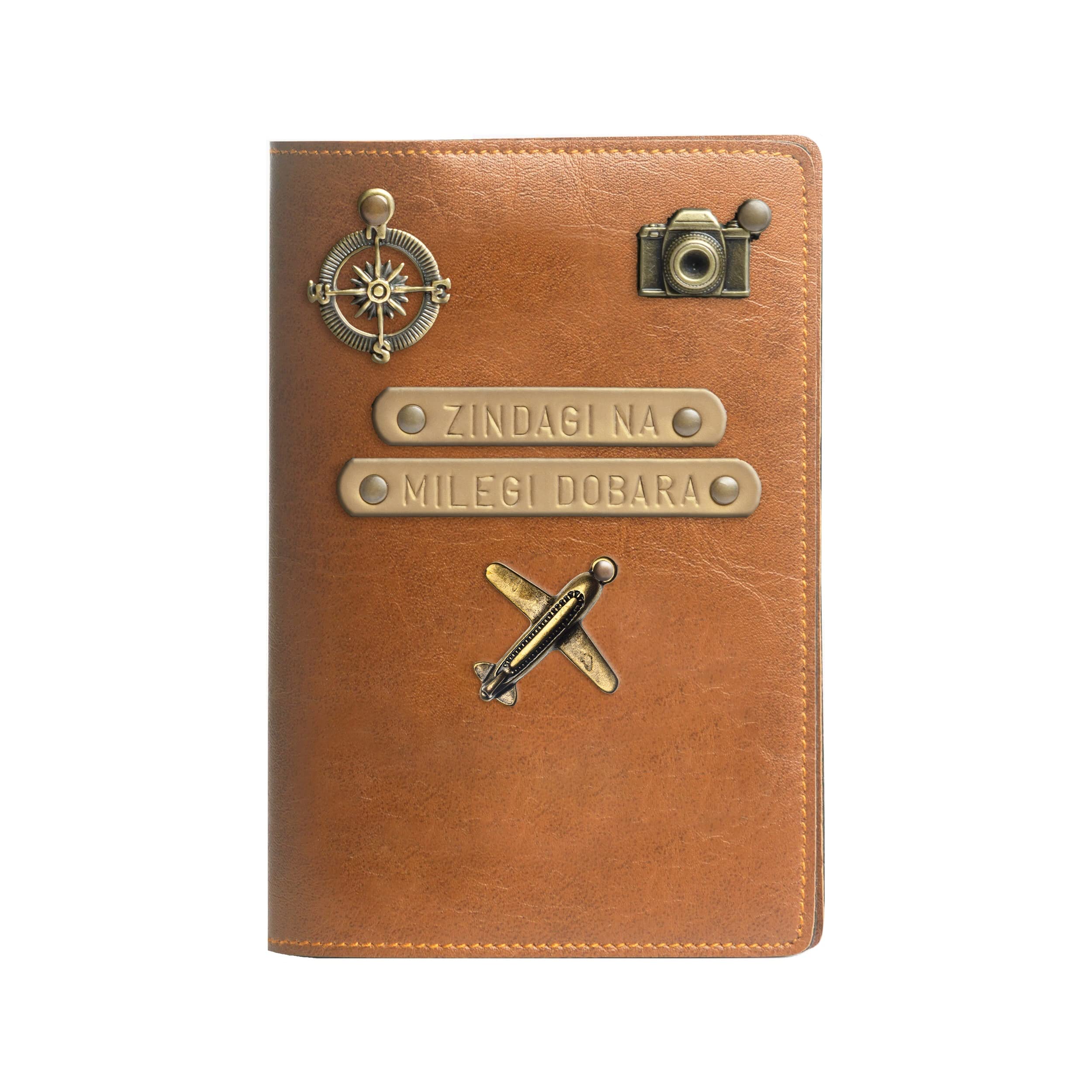 the messy corner Stylish Unisex Vegan Leather Passport Cover for Men, Women | ZINDAGI NA MILEGI DOBARA | Passport Cover Case Travel Accessories (Tan)-picture-53
