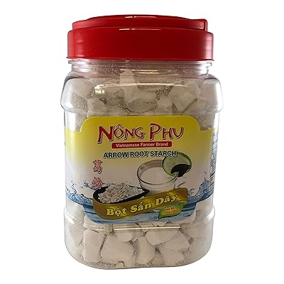 Arrow Root Starch Bot San Day Arrowroot Flour, 17.6 Ounce 500 gram Reclosable Jar, Crunchy Chunk Powder From Vietnam
