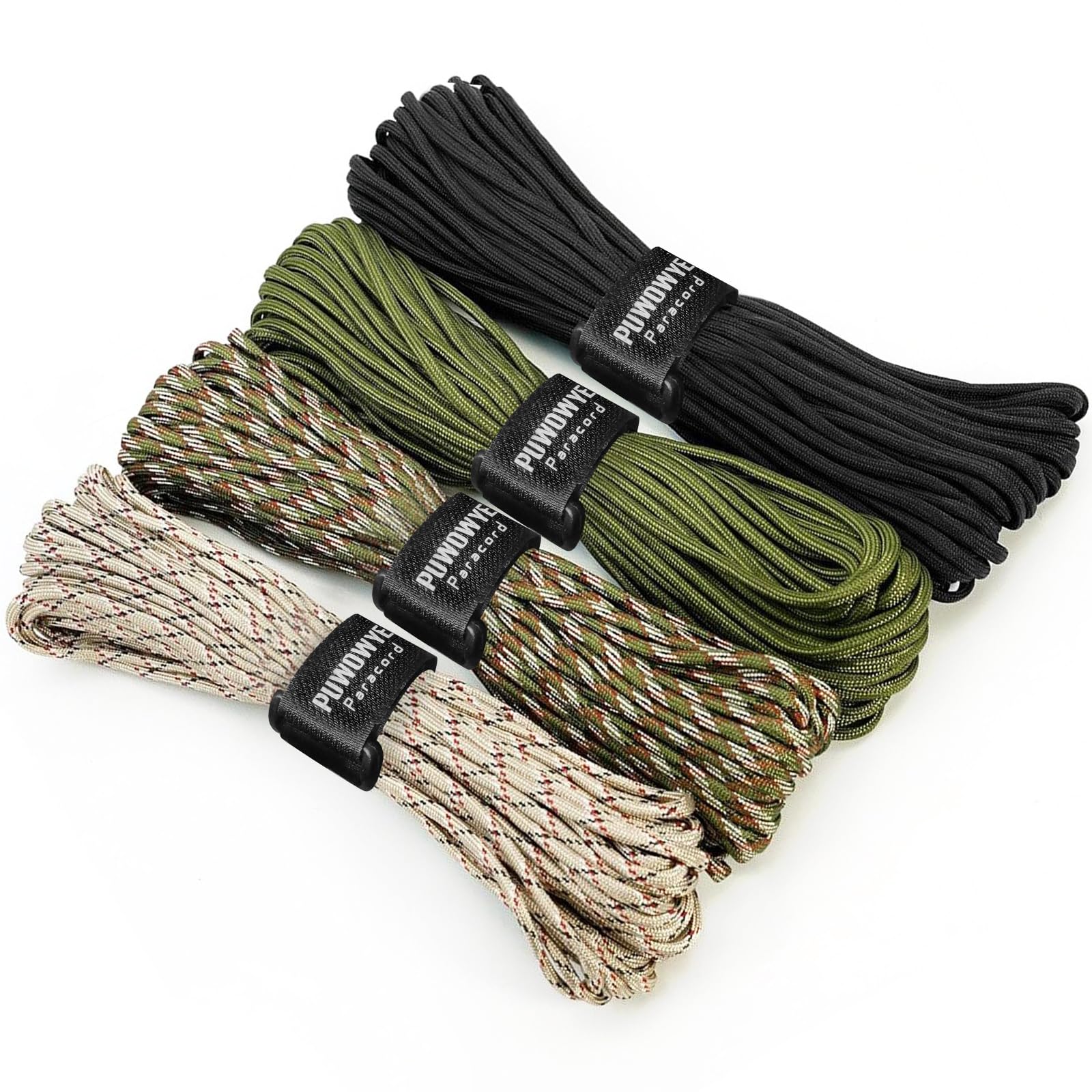 PUWOWYE 4mm Paracord 550 7 Fili Nylon Corda Tipo III Corda da Paracadute per Sopravvivenza, All'aperto, Fatto a Mano - 250kg Carico di Rottura, Ideale per Il Campeggio all'aperto e la Sopravvivenza