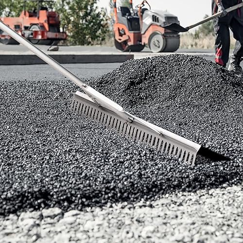 Miniatura 8 de VEVOR Rastrillo de paisaje, rastrillo de aluminio con cabeza de 36 pulgadas, rastrillo de malezas de lago con mango largo de 75 pulgadas, para